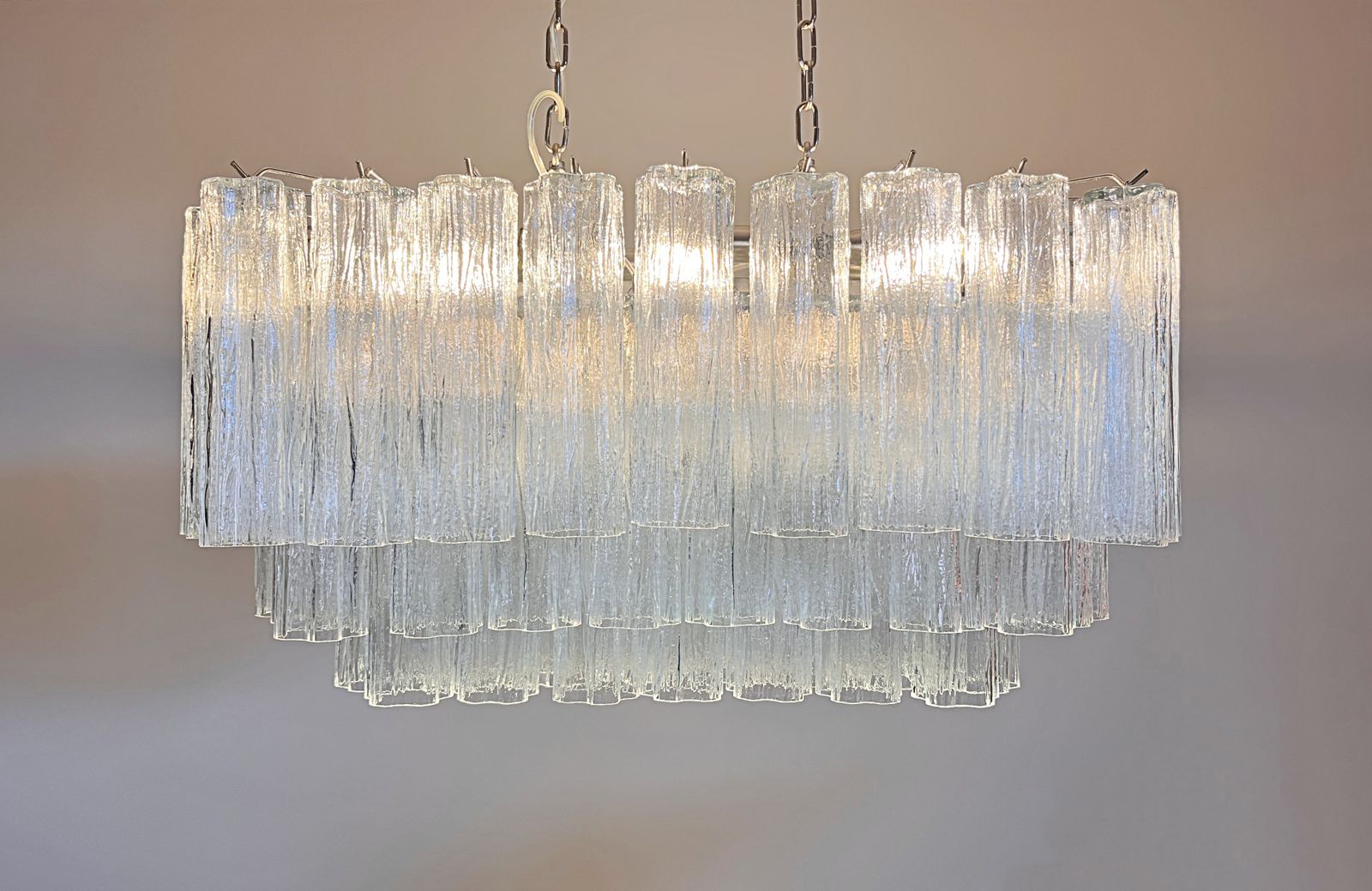 Elegant Murano Tube Chandelier   72 Clear Glasses photo buy