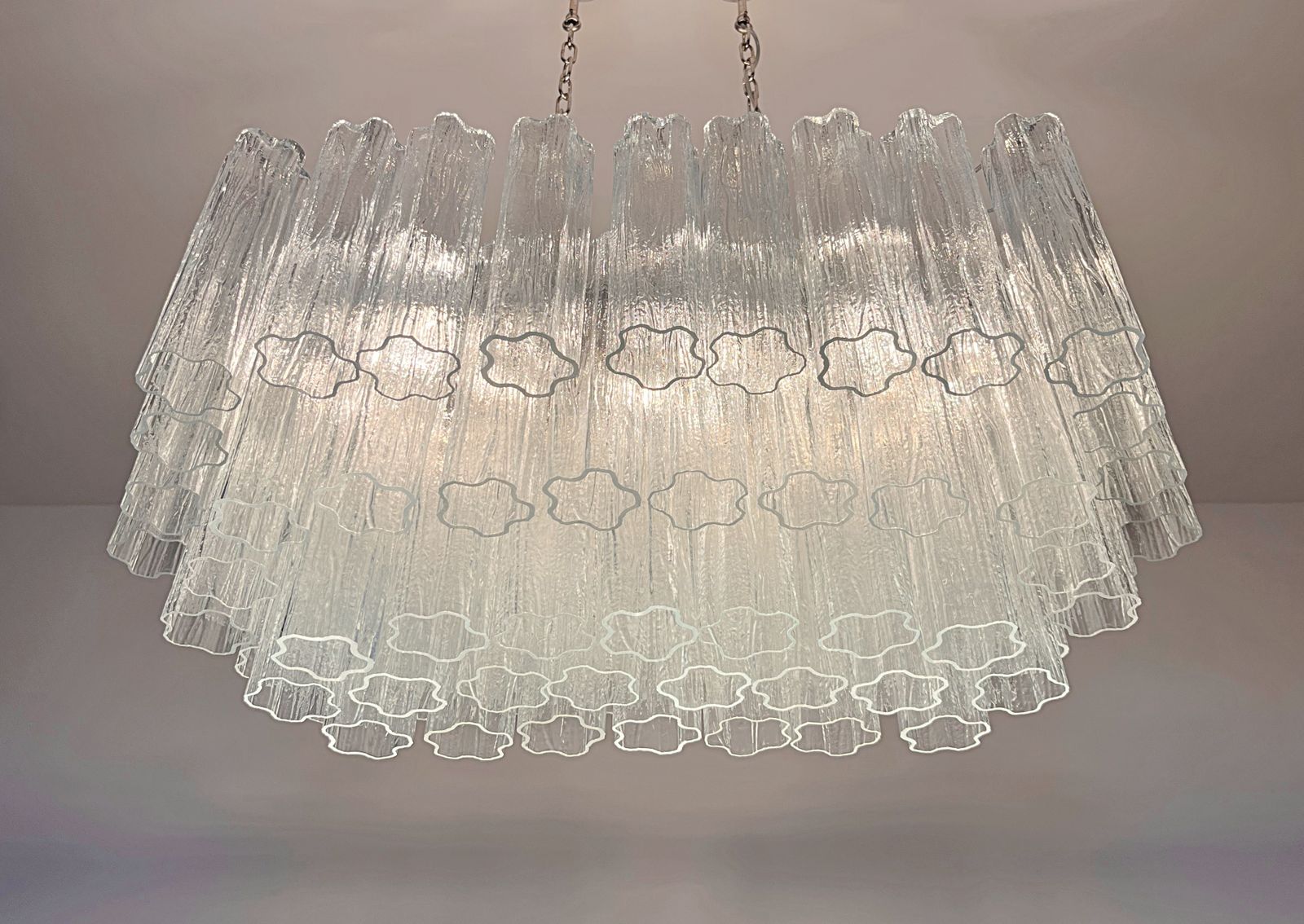 photo furniture Elegant Murano Tube Chandelier   72 Clear Glasses