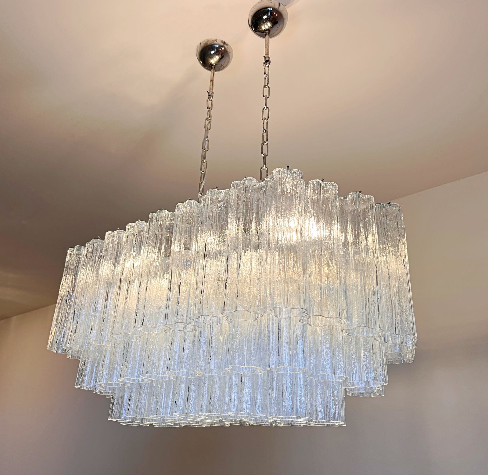 photo for sale Elegant Murano Tube Chandelier   72 Clear Glasses
