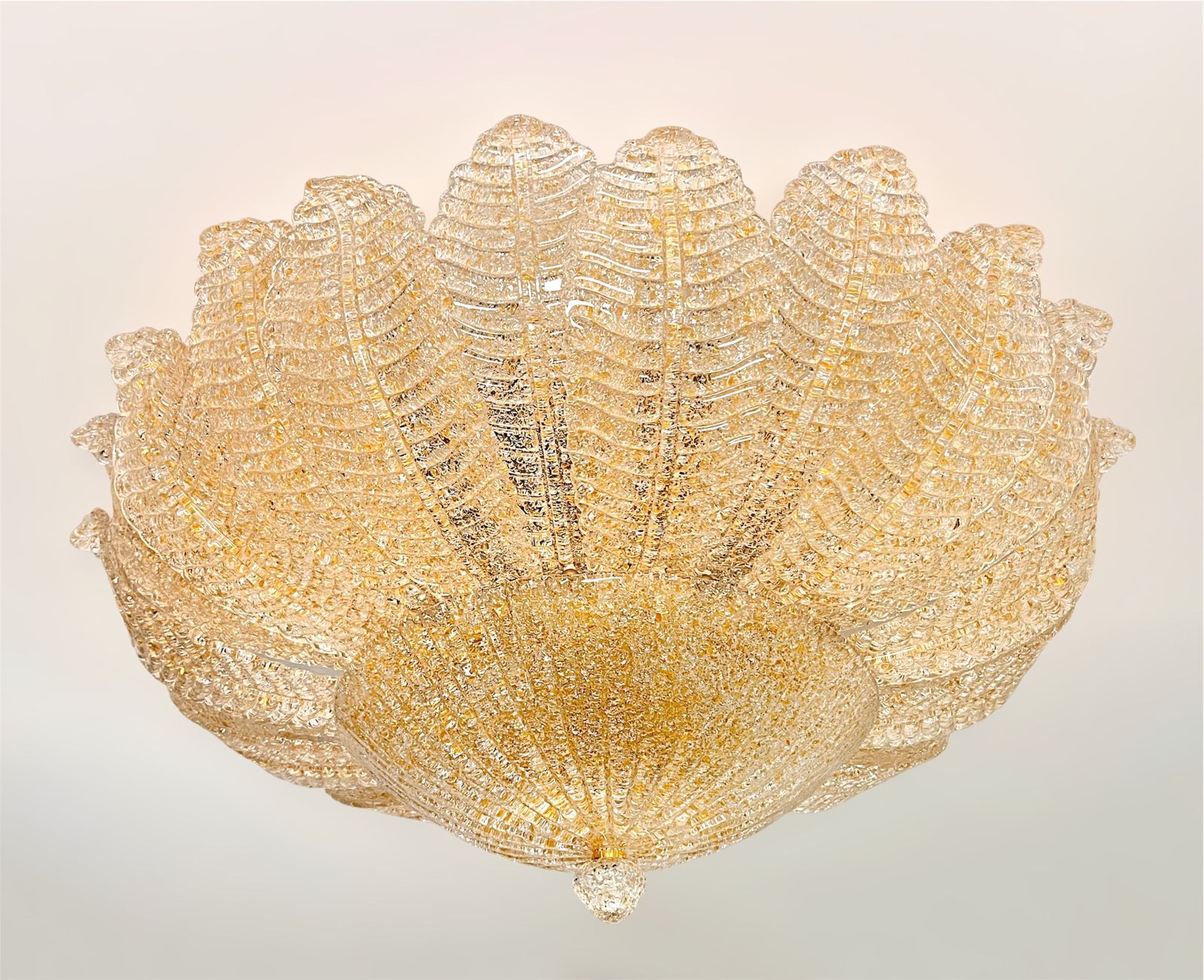 Flower Ceiling Lamp   Murano Art Glass   Golden Powder photo vinterior