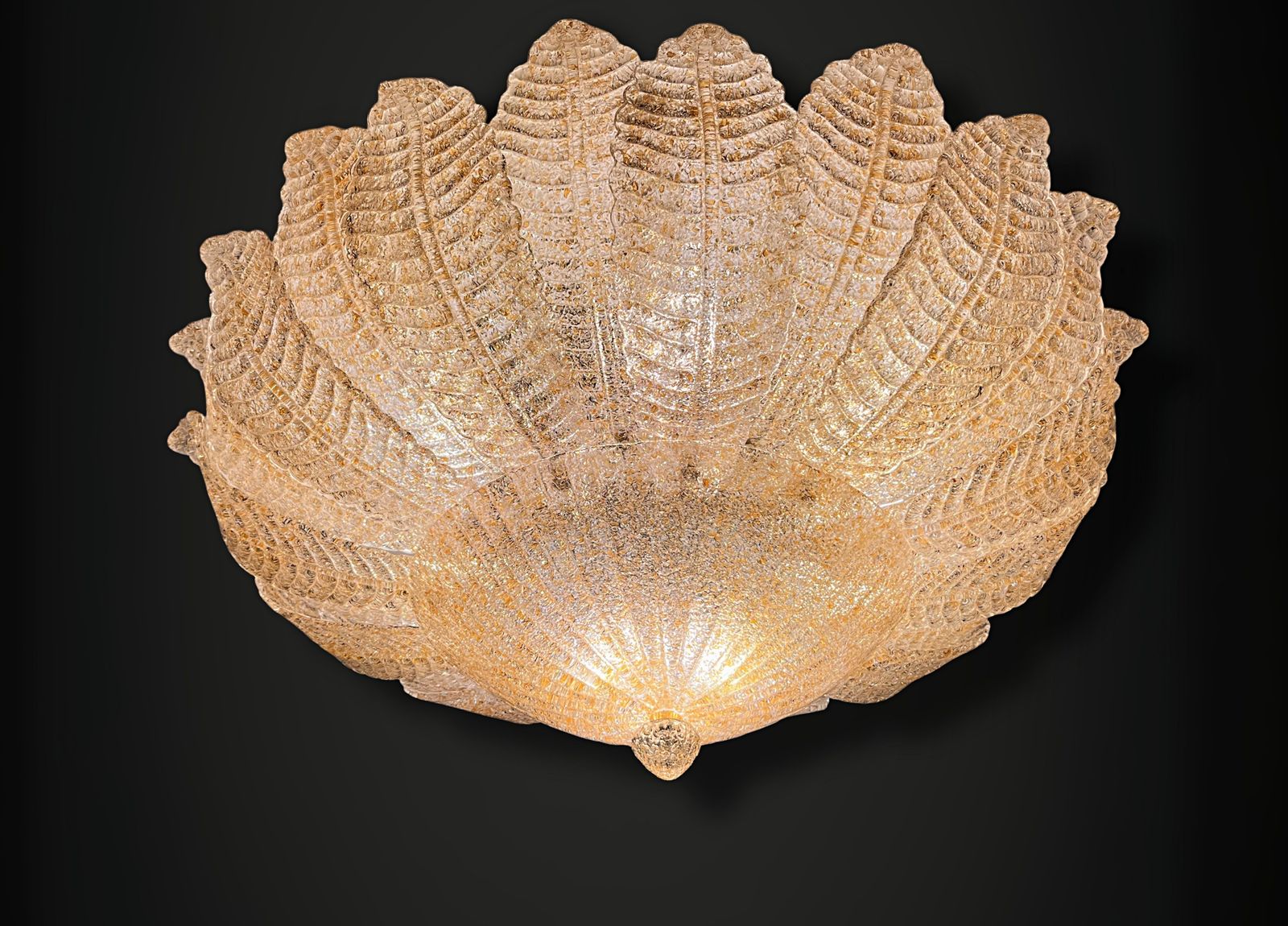 photo for sale Flower Ceiling Lamp   Murano Art Glass   Golden Powder