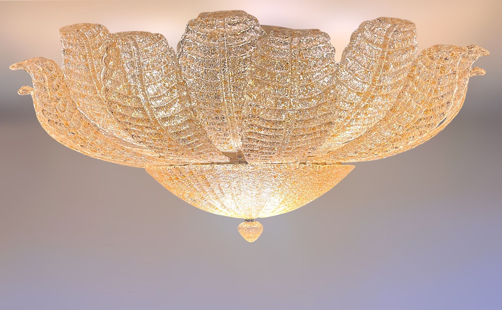 Lighting Flower Ceiling Lamp   Murano Art Glass   Golden Powder photo