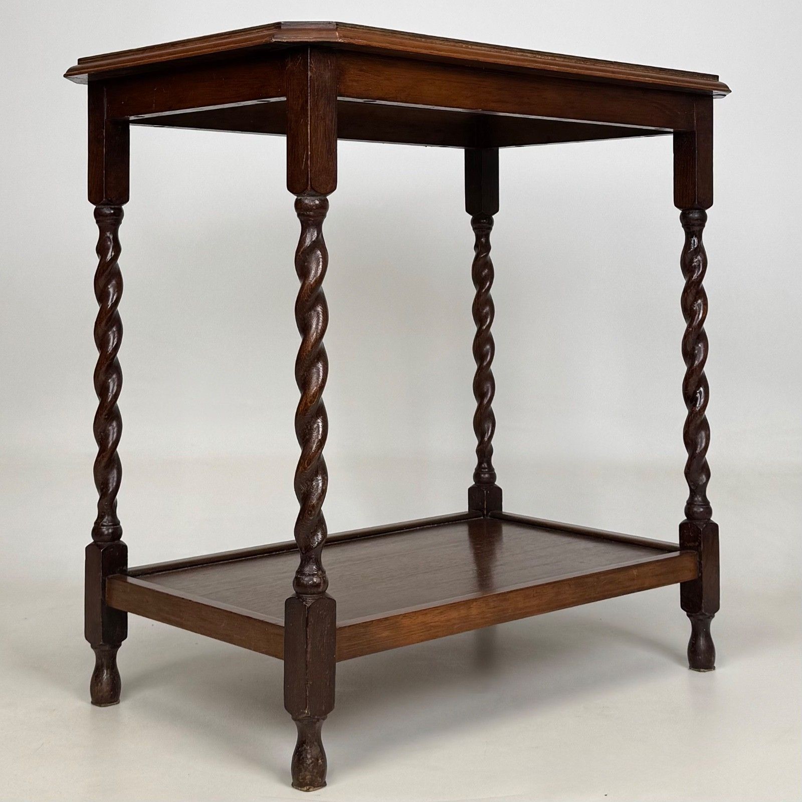 Antique 20th Century Barley Twist Side Table In Golden Oak ( Af 5726 ) photo vintage