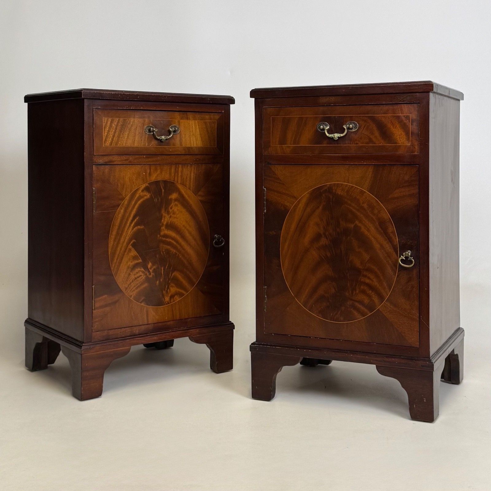 Antique 20th Century Pair Of Mahogany Bedside Cabinets ( Af 5715 )
