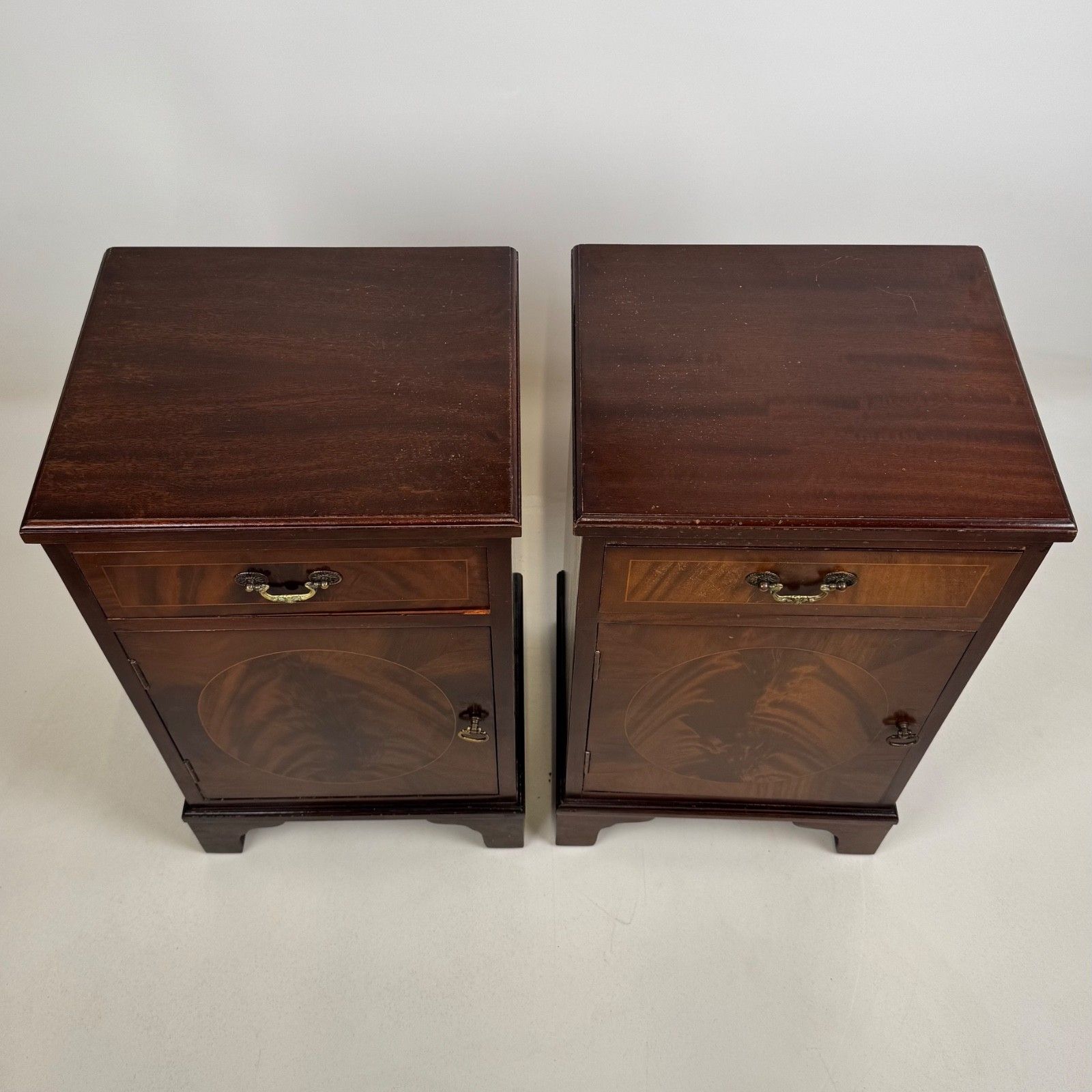 Furniture Antique 20th Century Pair Of Mahogany Bedside Cabinets ( Af 5715 ) photo