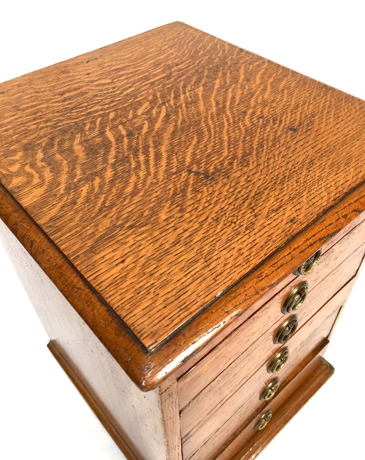 Antique Wooden Oak Tabletop Desk Filing Chest Of Drawers Cabinet Box C1900 photo furniture