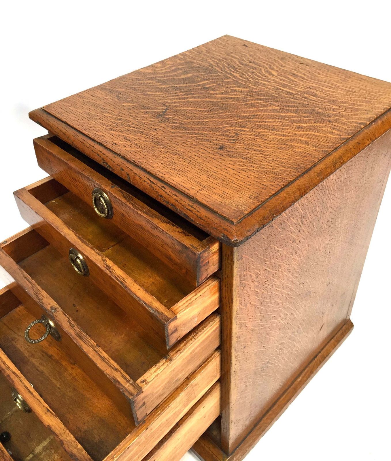 Furniture Antique Wooden Oak Tabletop Desk Filing Chest Of Drawers Cabinet Box C1900 photo