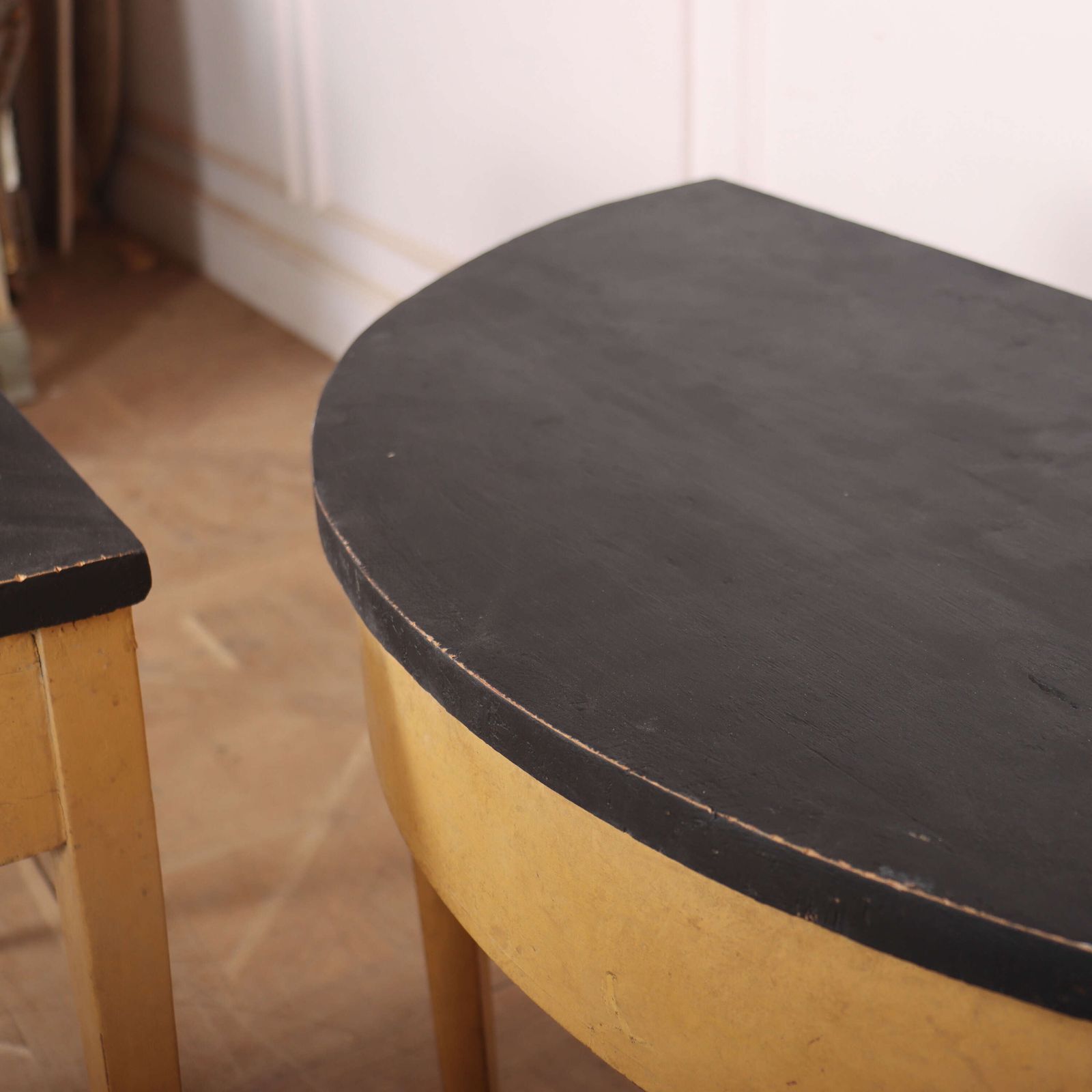 Small Pair Of Painted Demi Lune Console Tables photo vintage
