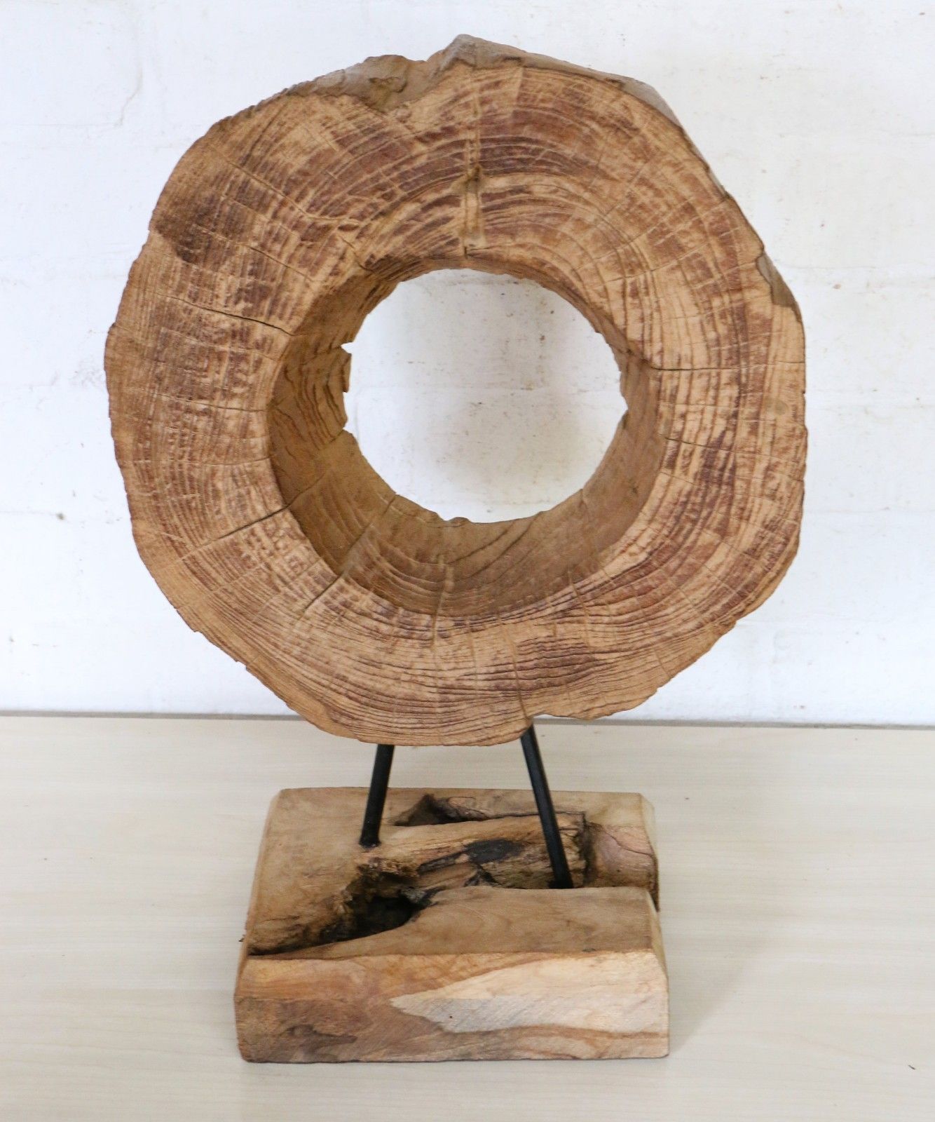 A Natural Wood Sculpture Salvaged Se Asian Wooden Section Antique Dried Mounted photo for sale