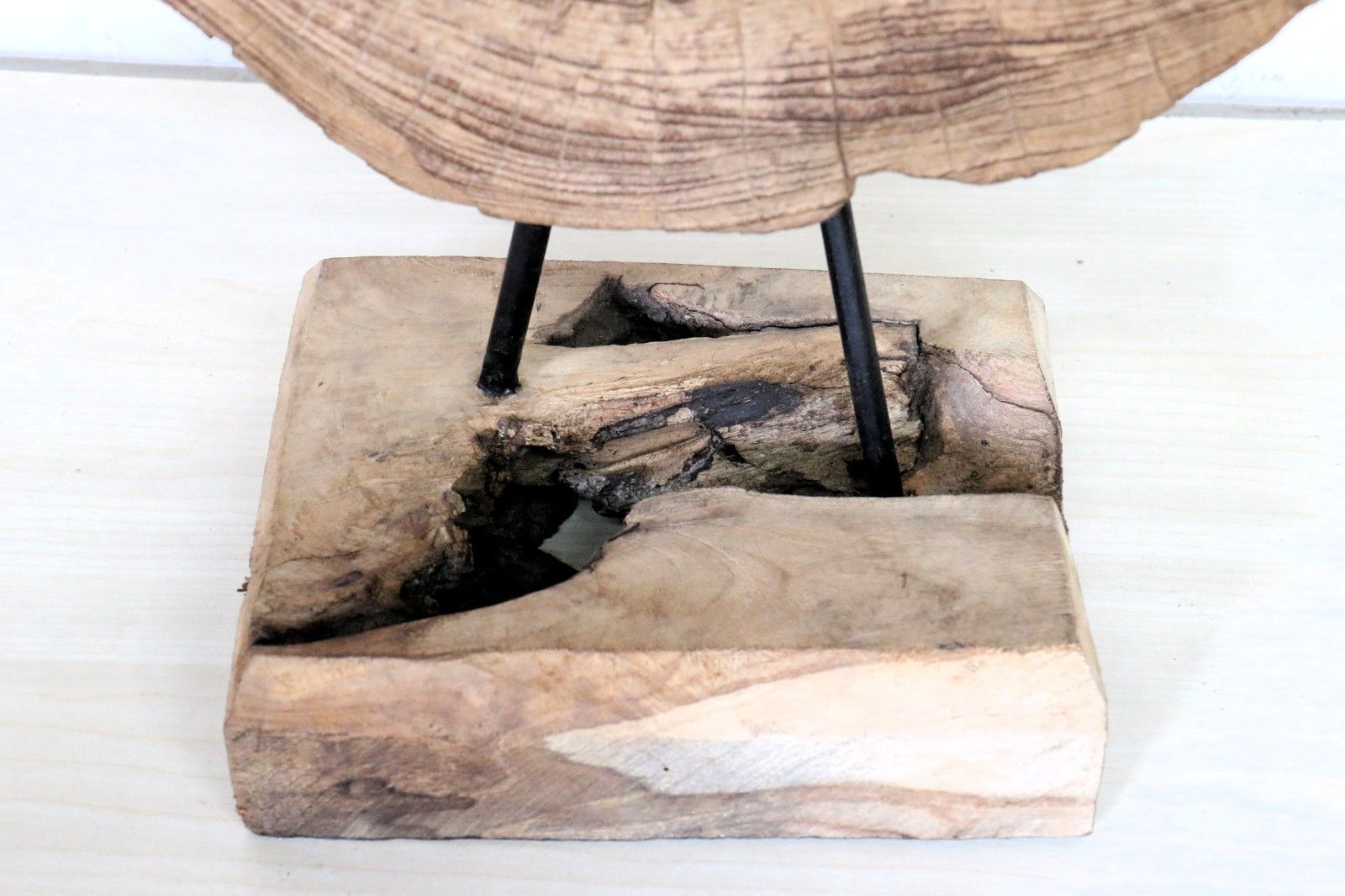 A Natural Wood Sculpture Salvaged Se Asian Wooden Section Antique Dried Mounted photo Art