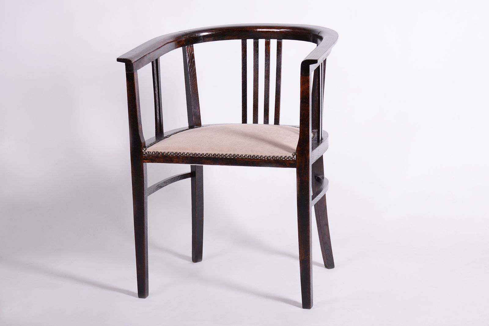 Restored Art Deco Armchair, Oak, Repolished, Reupholstred, Czech, 1920s