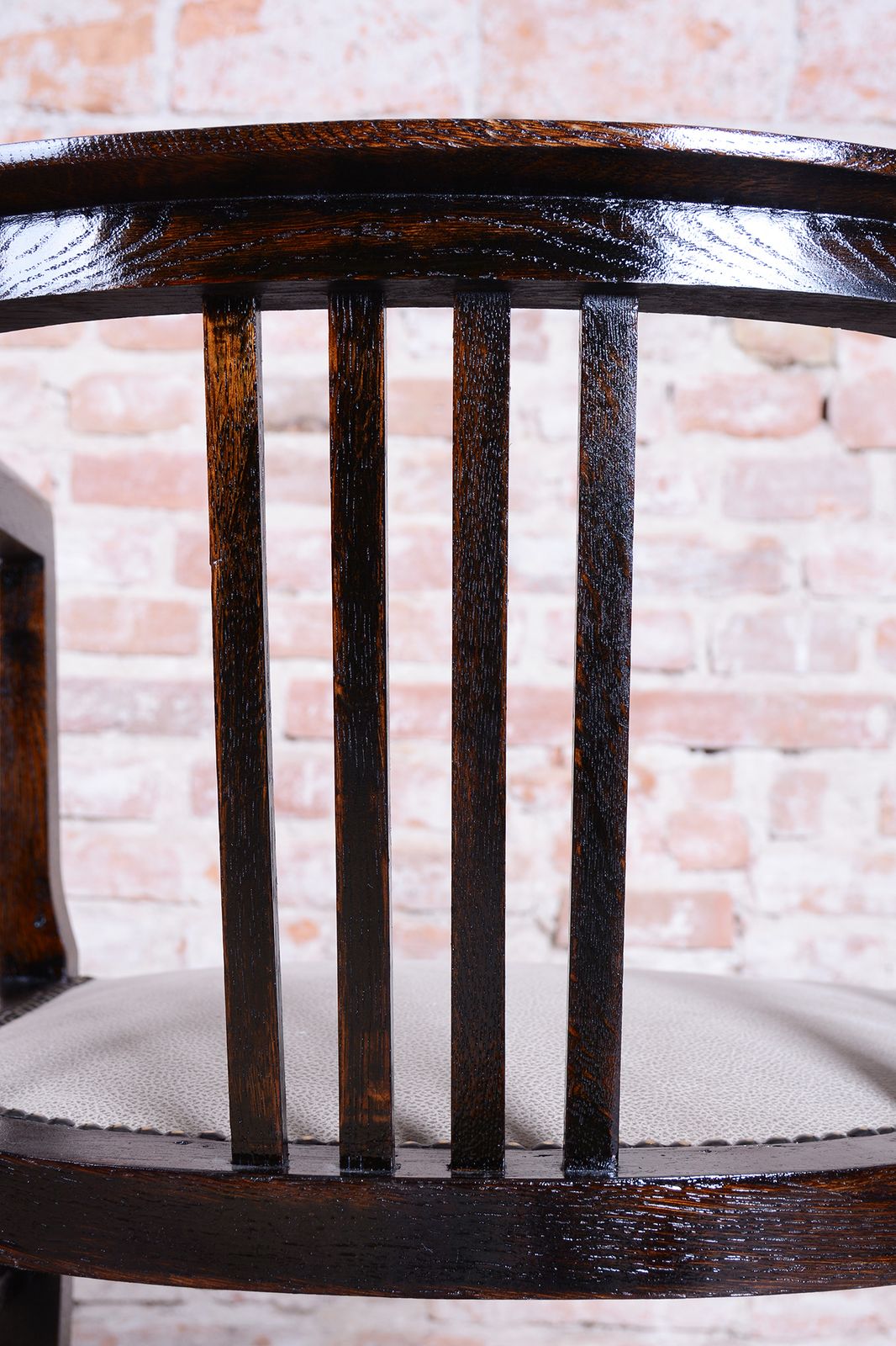 Restored Art Deco Armchair, Oak, Repolished, Reupholstred, Czech, 1920s photo vintage