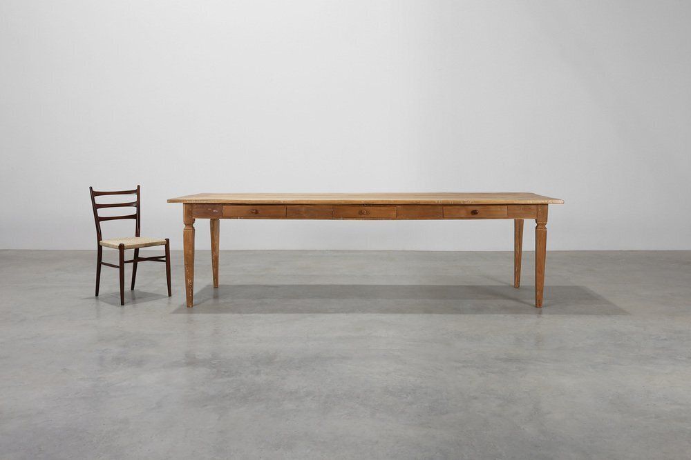 Large French Provincial Farm Table In Elm Wood, France, 1850 photo for sale