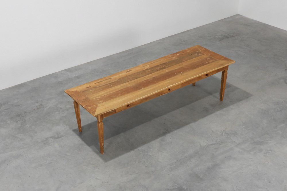 Large French Provincial Farm Table In Elm Wood, France, 1850 photo vintage
