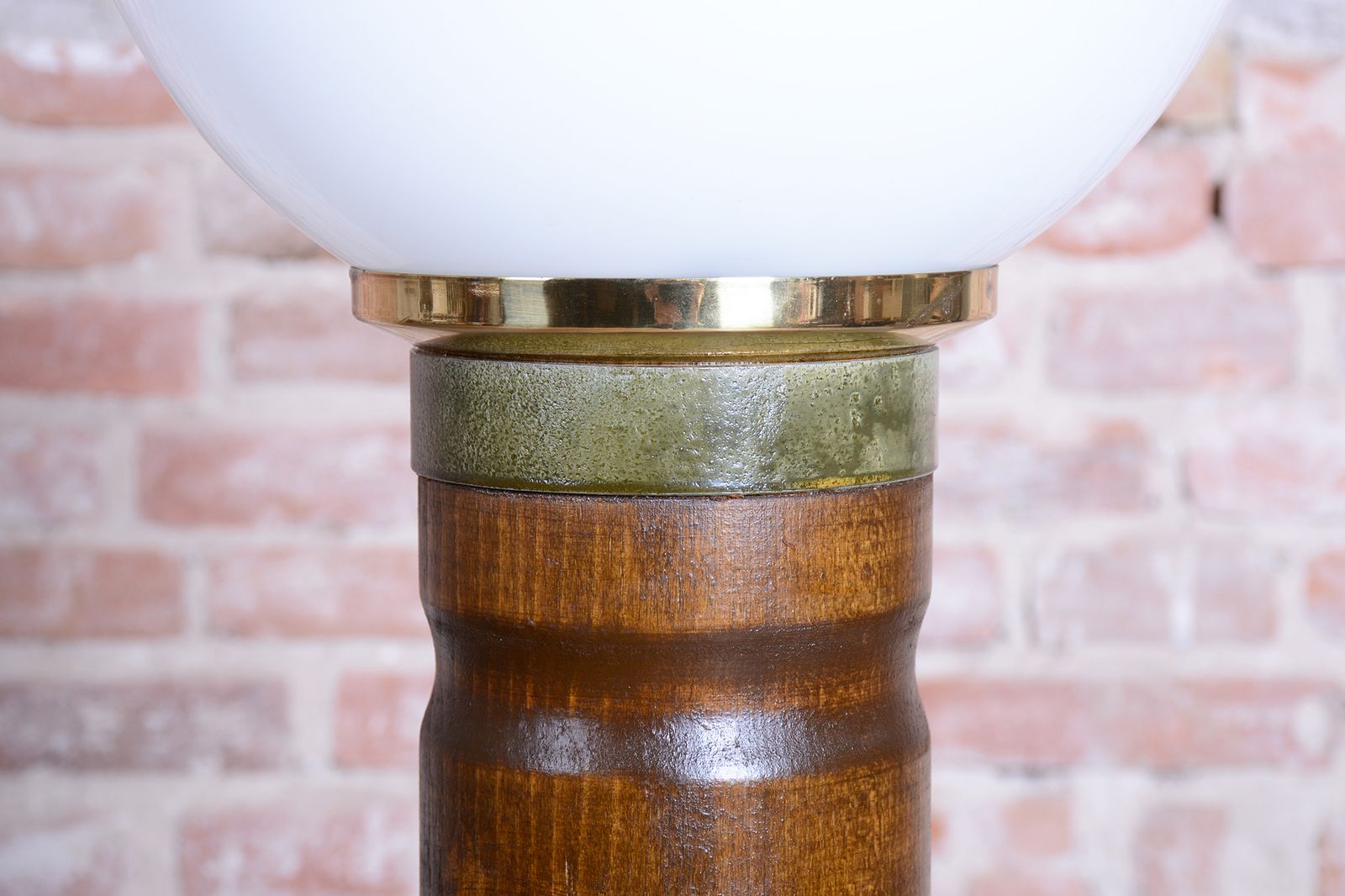 Restored Art Deco Floor Lamp, Walnut, Brass, Milk Opaline Glass, Czech, 1930s photo Lighting