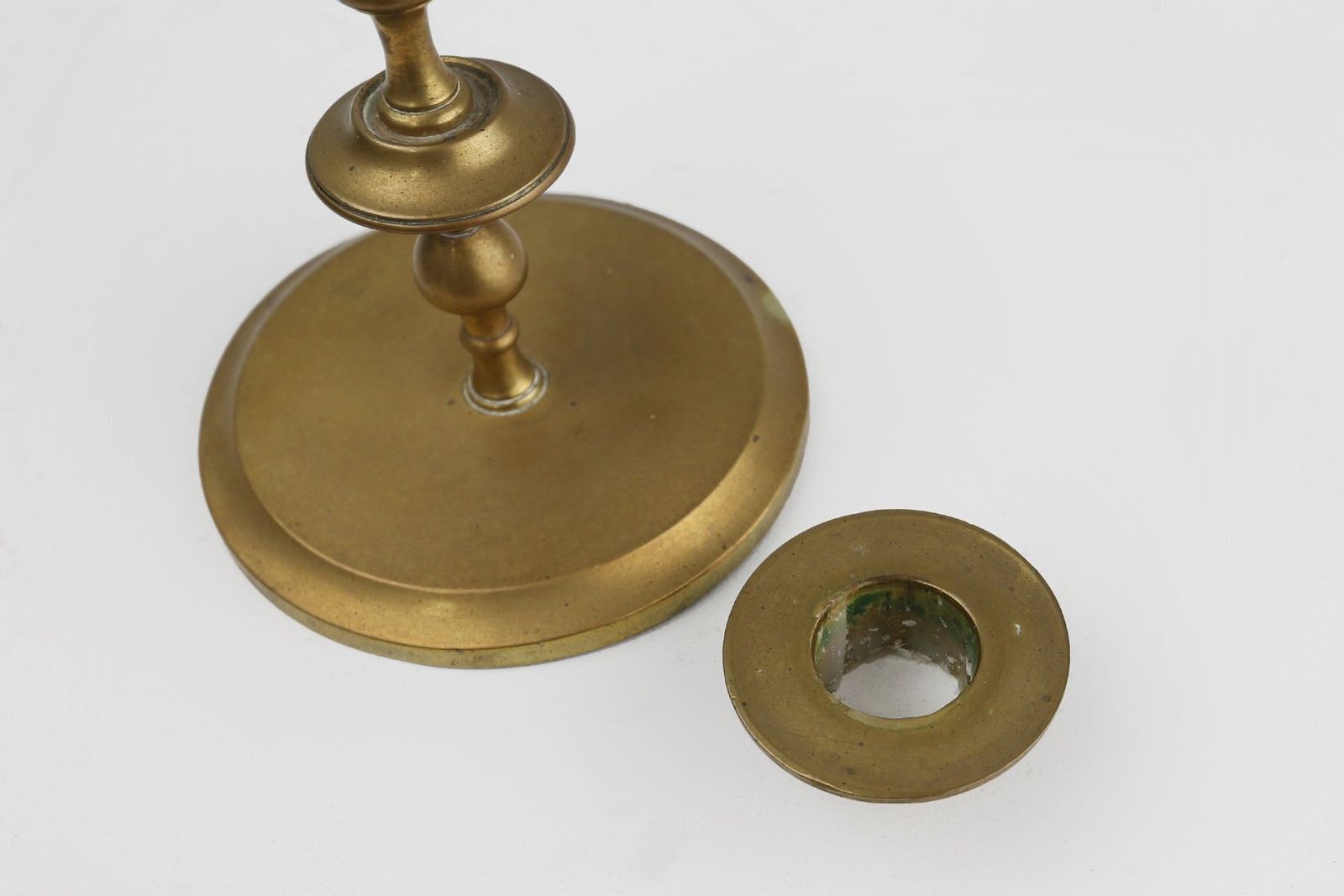 photo furniture Antique Flemish Copper Disc Candlestick, 15th Century