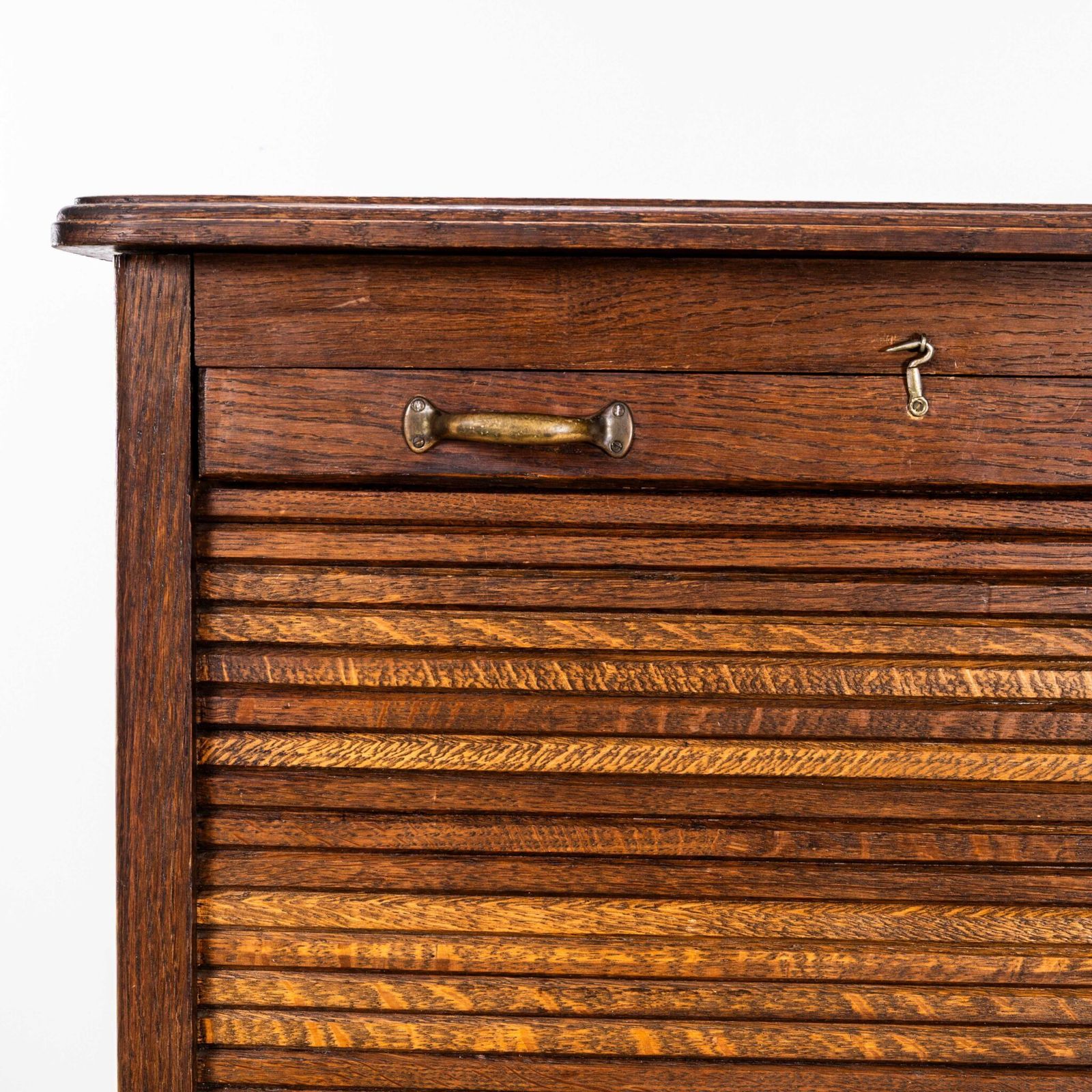 1940’s French Small Oak Atelier Tambour Cabinet photo for sale