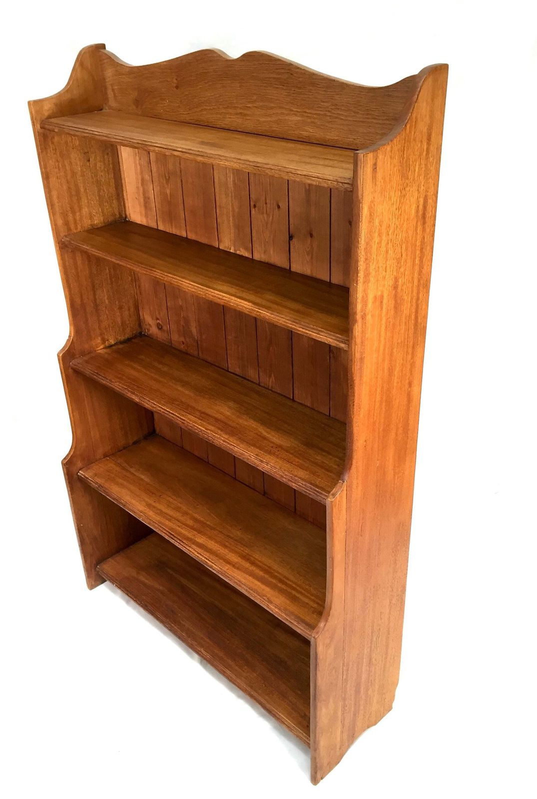 Antique Wooden Solid Pine Bookcase / Book Shelf Display Rack Freestanding C.1950 photo vinterior