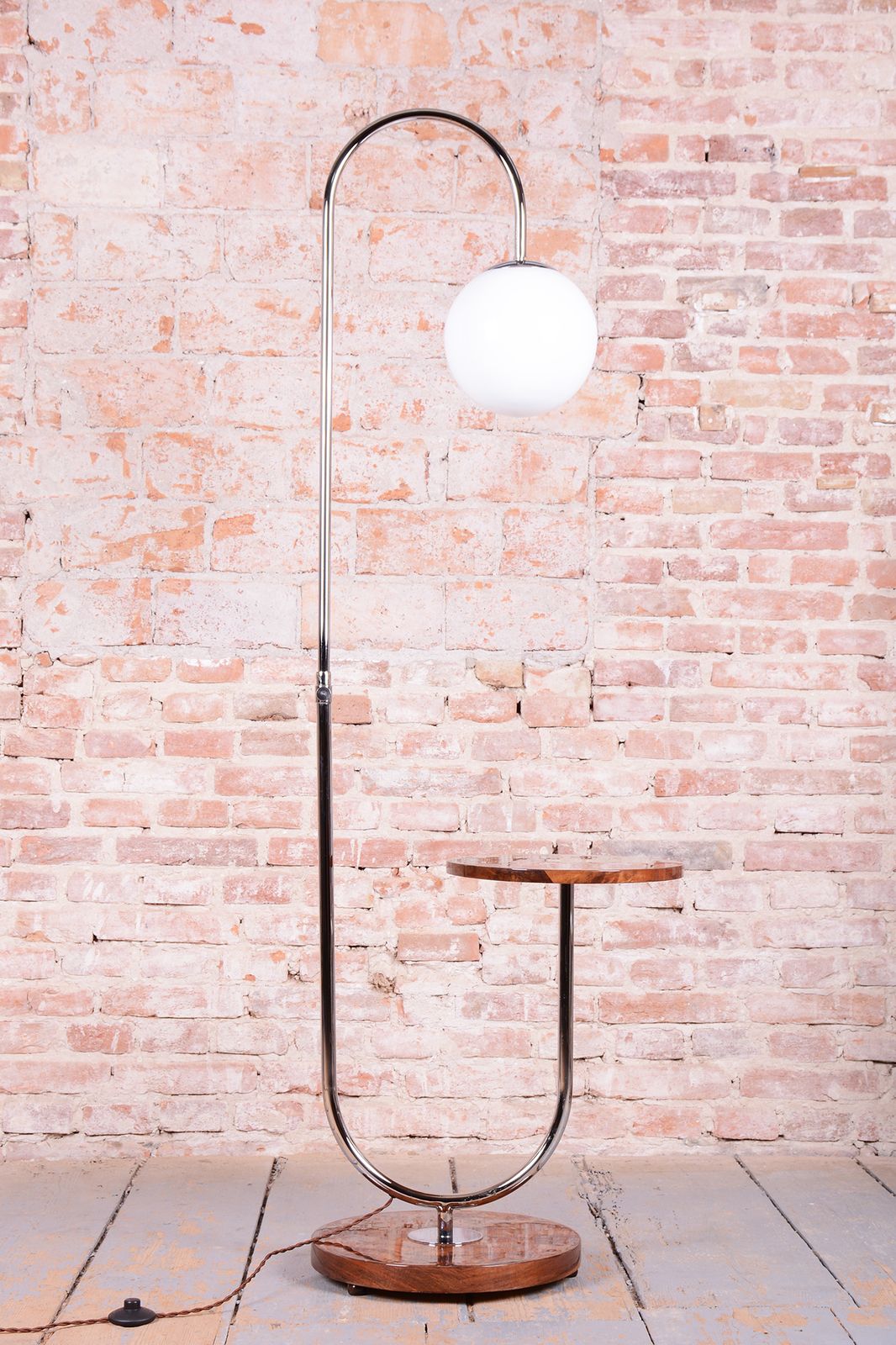Restored Art Deco Floor Lamp, By J. Halabala For Up Závody, Walnut, Czech, 1930s photo furniture