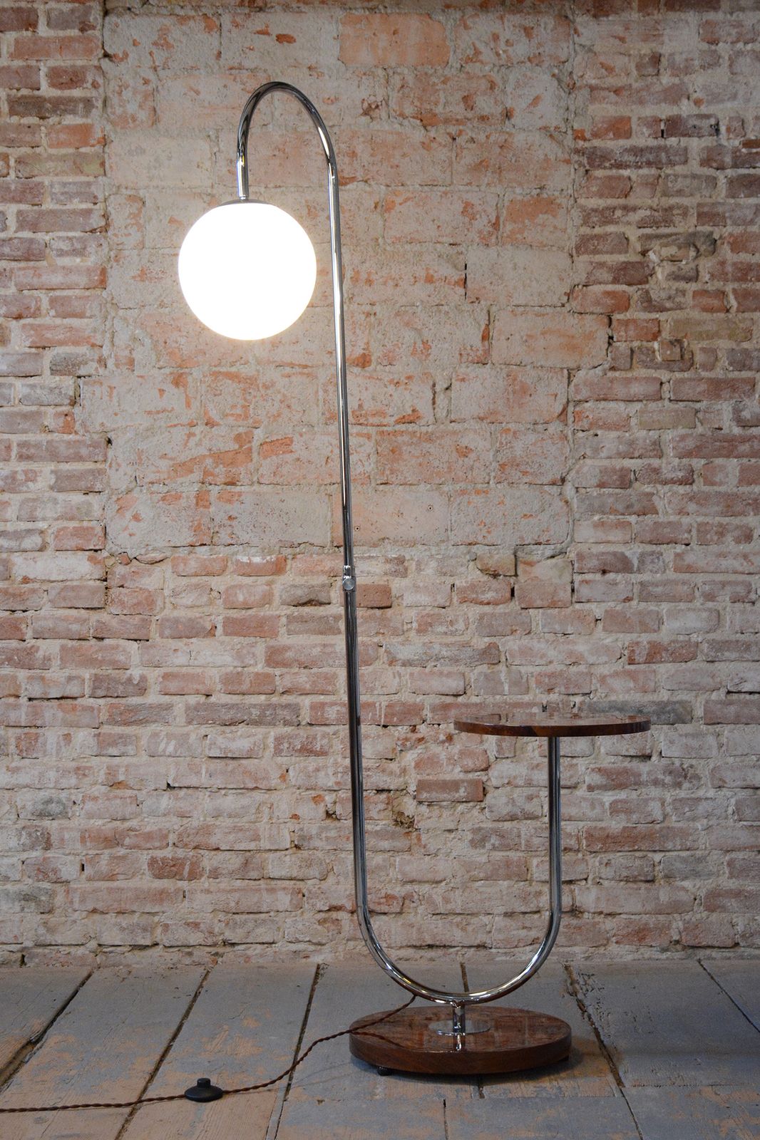 1600.0 Restored Art Deco Floor Lamp, By J. Halabala For Up Závody, Walnut, Czech, 1930s photo