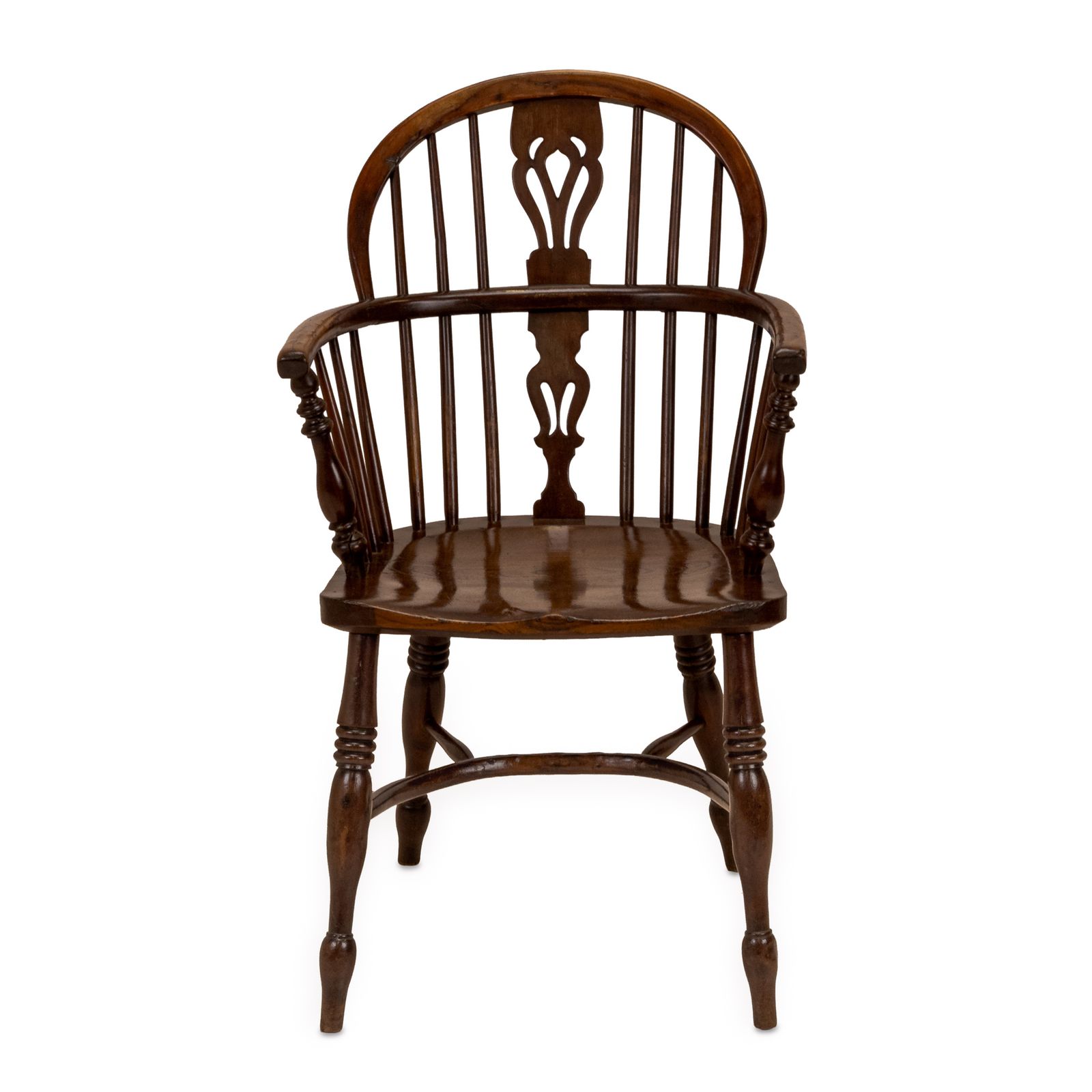 Matched Set Of Six Early 19th Century English Yew & Elm Windsor Armchairs With Crinoline Stretchers, C.1820–1840 photo vintage