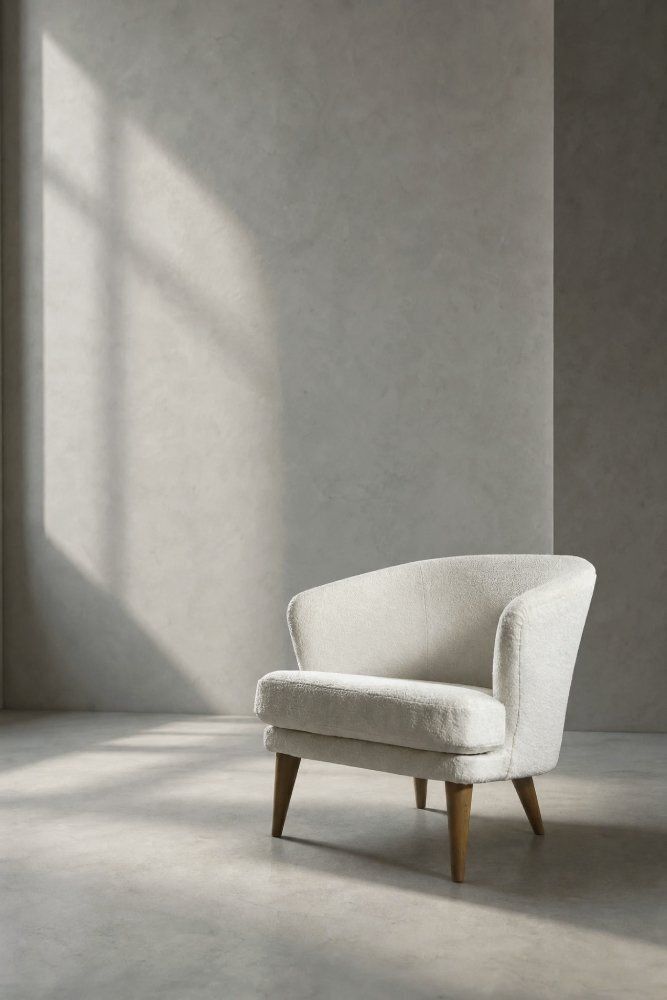 Mid Century Scandinavian Modern Oak And Fabric Armchair With Rounded Backrest, 1960s