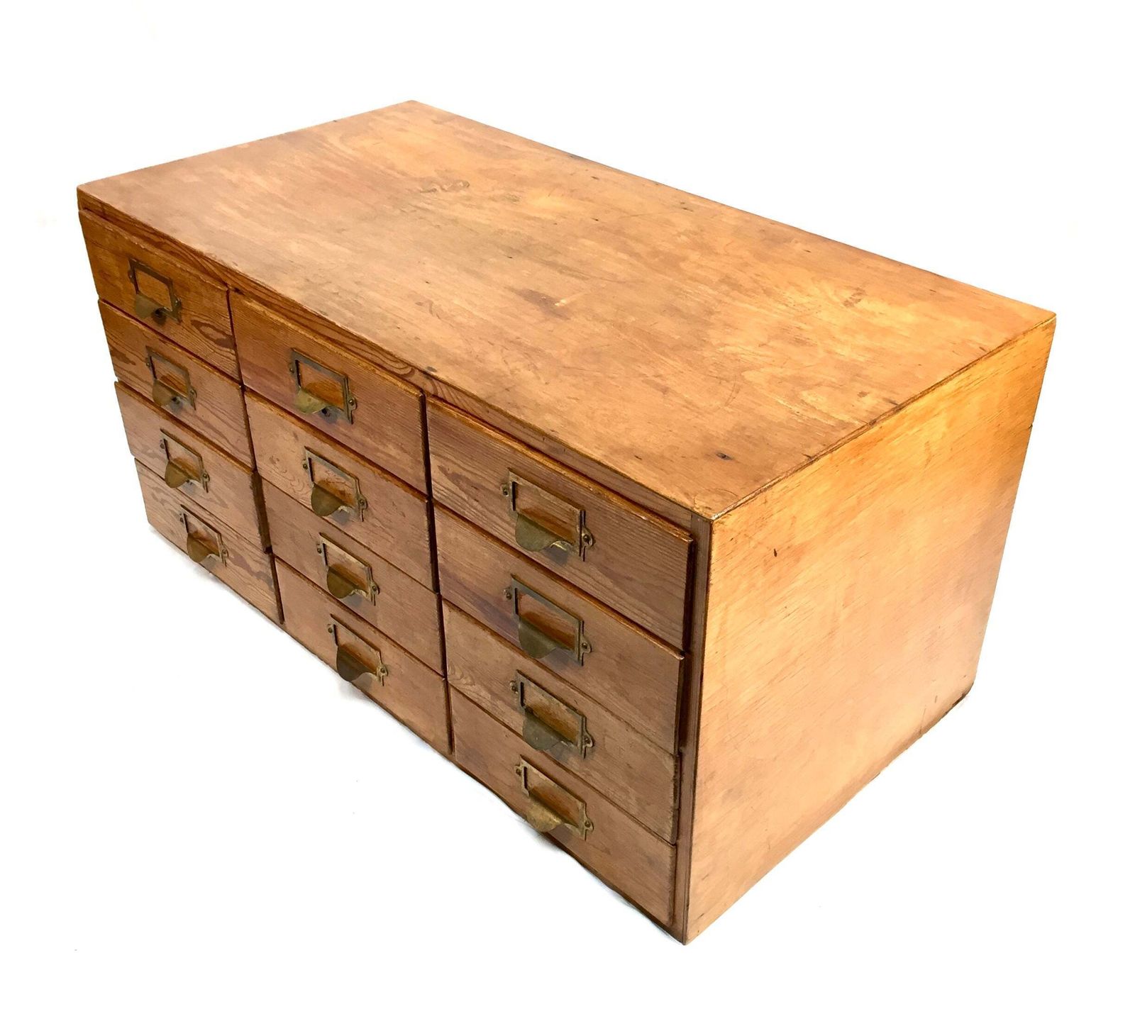 Antique Wooden Large Tabletop Filing Cabinet Drawers / Storage Box 20th Century photo Furniture
