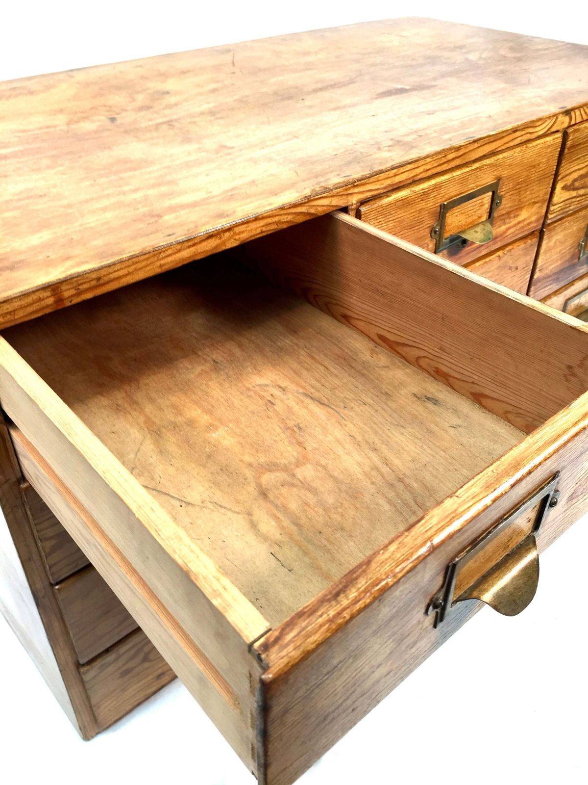 photo vintage Antique Wooden Large Tabletop Filing Cabinet Drawers / Storage Box 20th Century