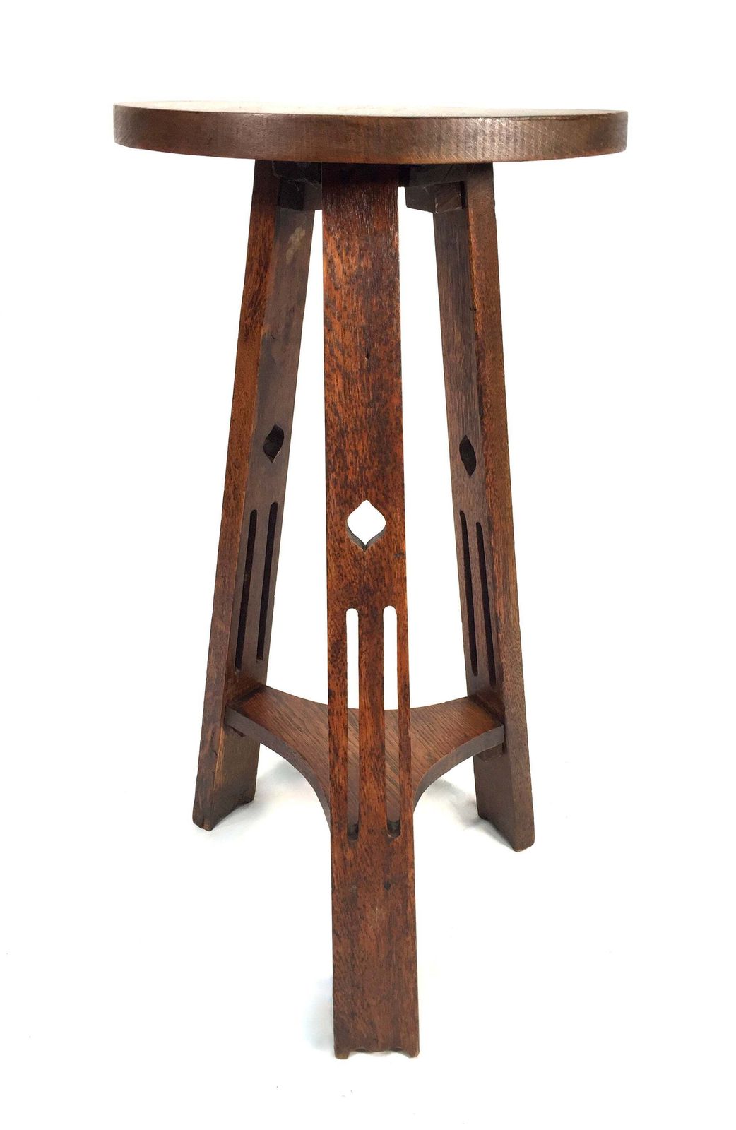 Antique Oak Wooden Carved Arts & Crafts Side Lamp Table / Plant Stand C.1930 photo furniture