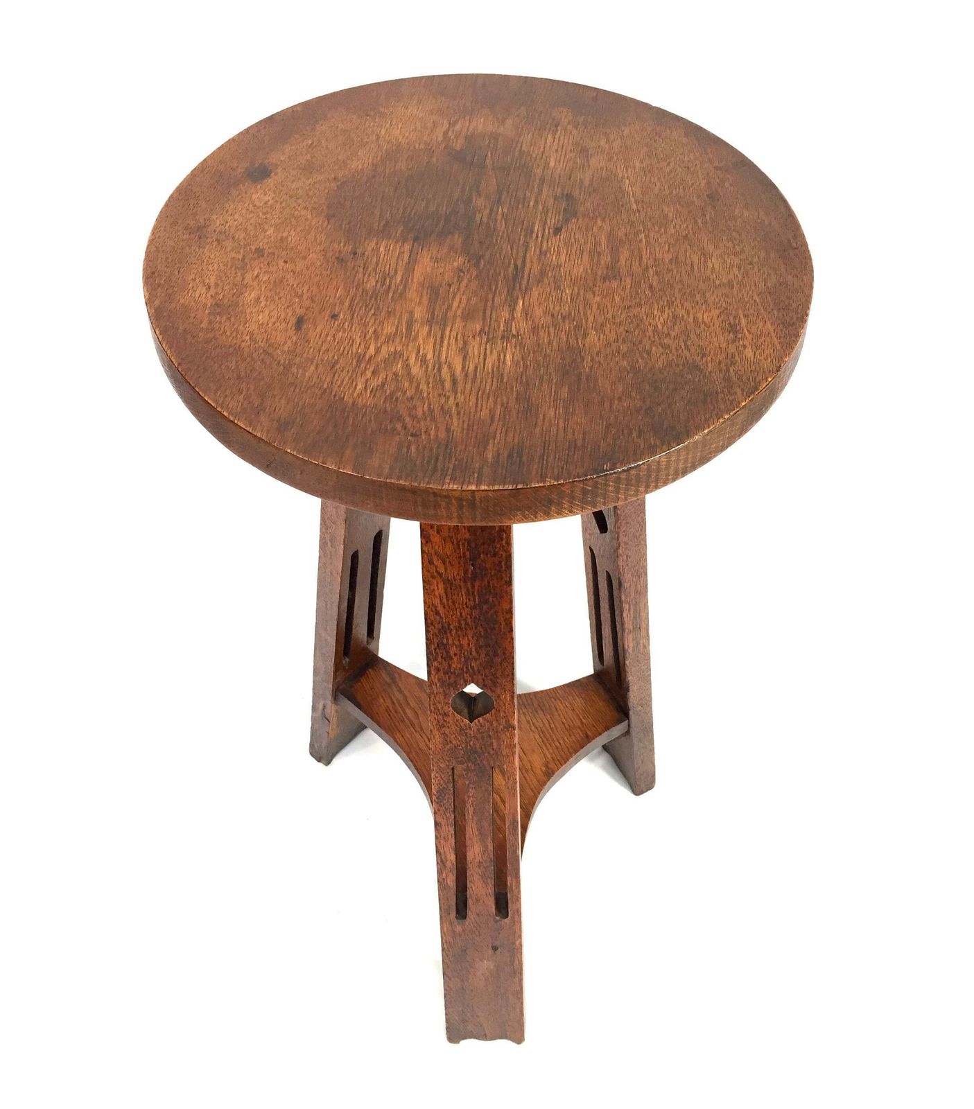 Antique Oak Wooden Carved Arts & Crafts Side Lamp Table / Plant Stand C.1930 photo for sale
