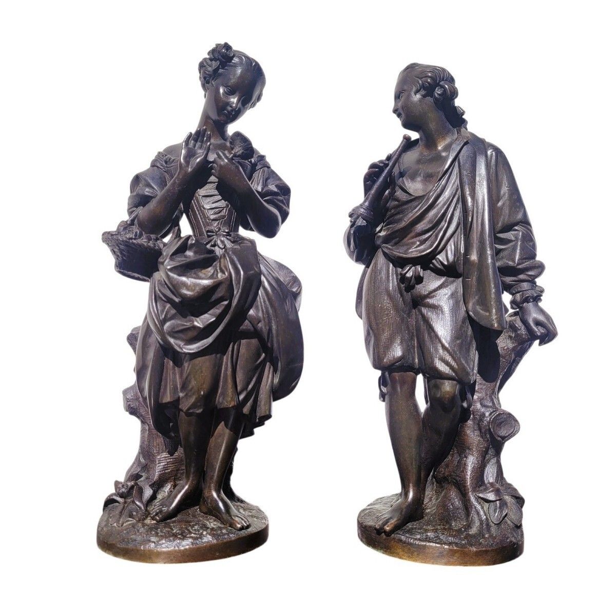 Bronze Couple Of Gallant Lovers, H 31cm, 19th Century