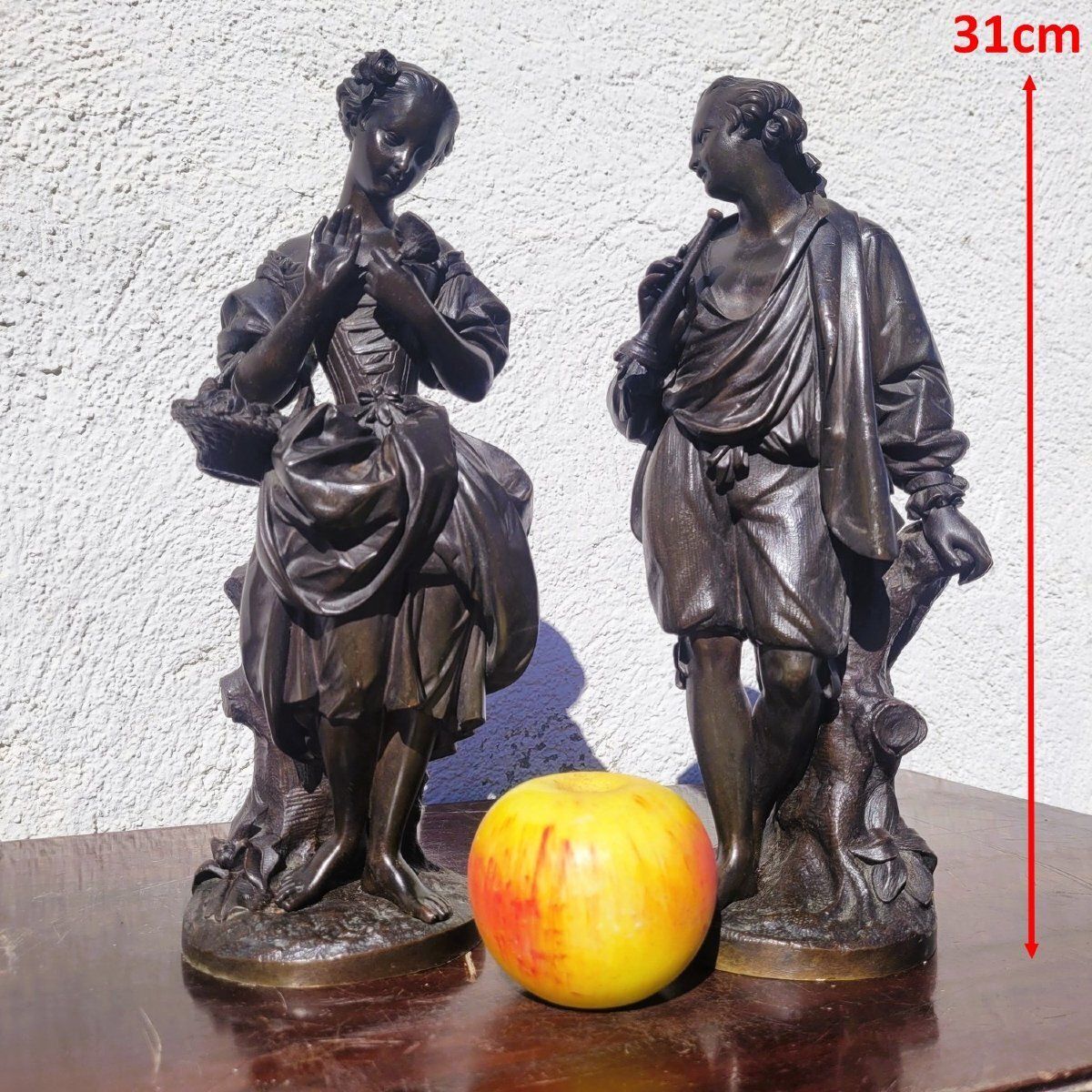 Bronze Couple Of Gallant Lovers, H 31cm, 19th Century photo furniture
