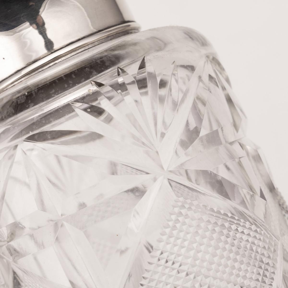 photo for sale 20th Century English Solid Silver, Guilloché Enamel & Cut Crystal Jar C.1927