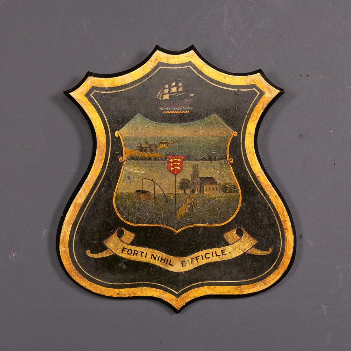 Antique 19th Century English Hand Painted Essex Armorial Shield photo furniture