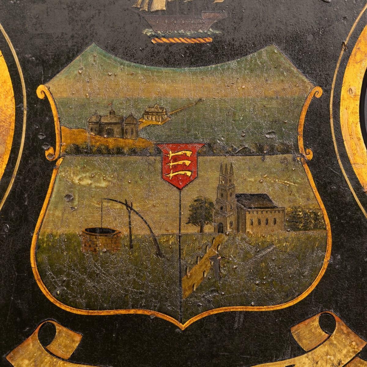 Antique 19th Century English Hand Painted Essex Armorial Shield photo Home Decor