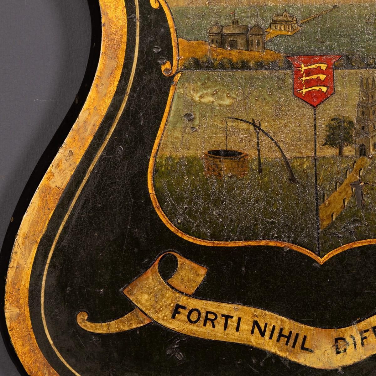 Antique 19th Century English Hand Painted Essex Armorial Shield photo vintage