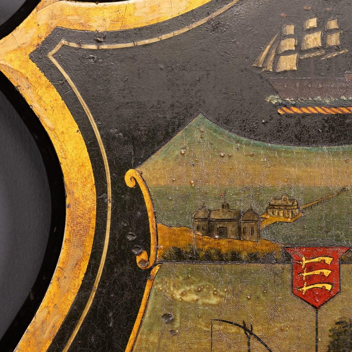 Home Decor Antique 19th Century English Hand Painted Essex Armorial Shield photo