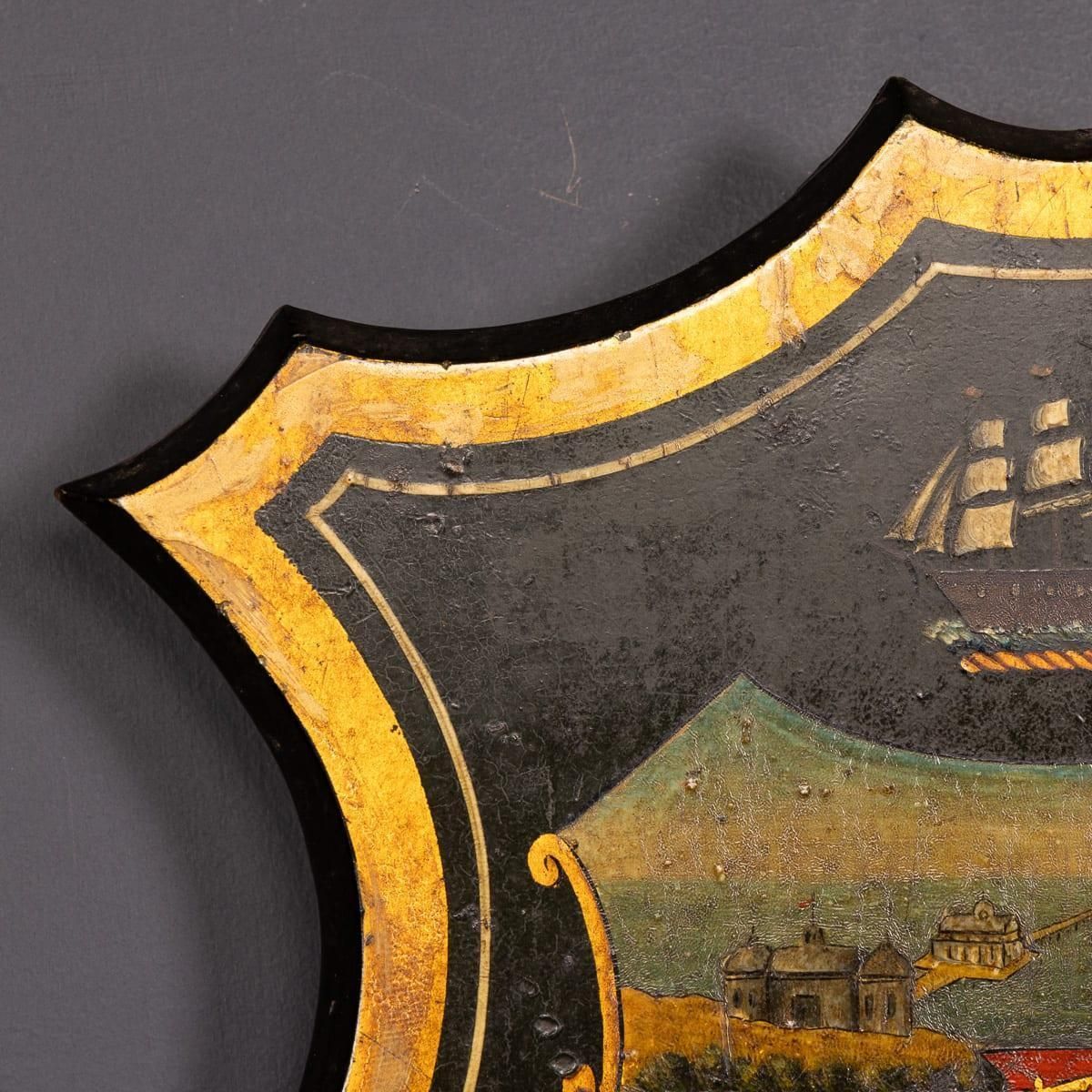 6723.0 Antique 19th Century English Hand Painted Essex Armorial Shield photo