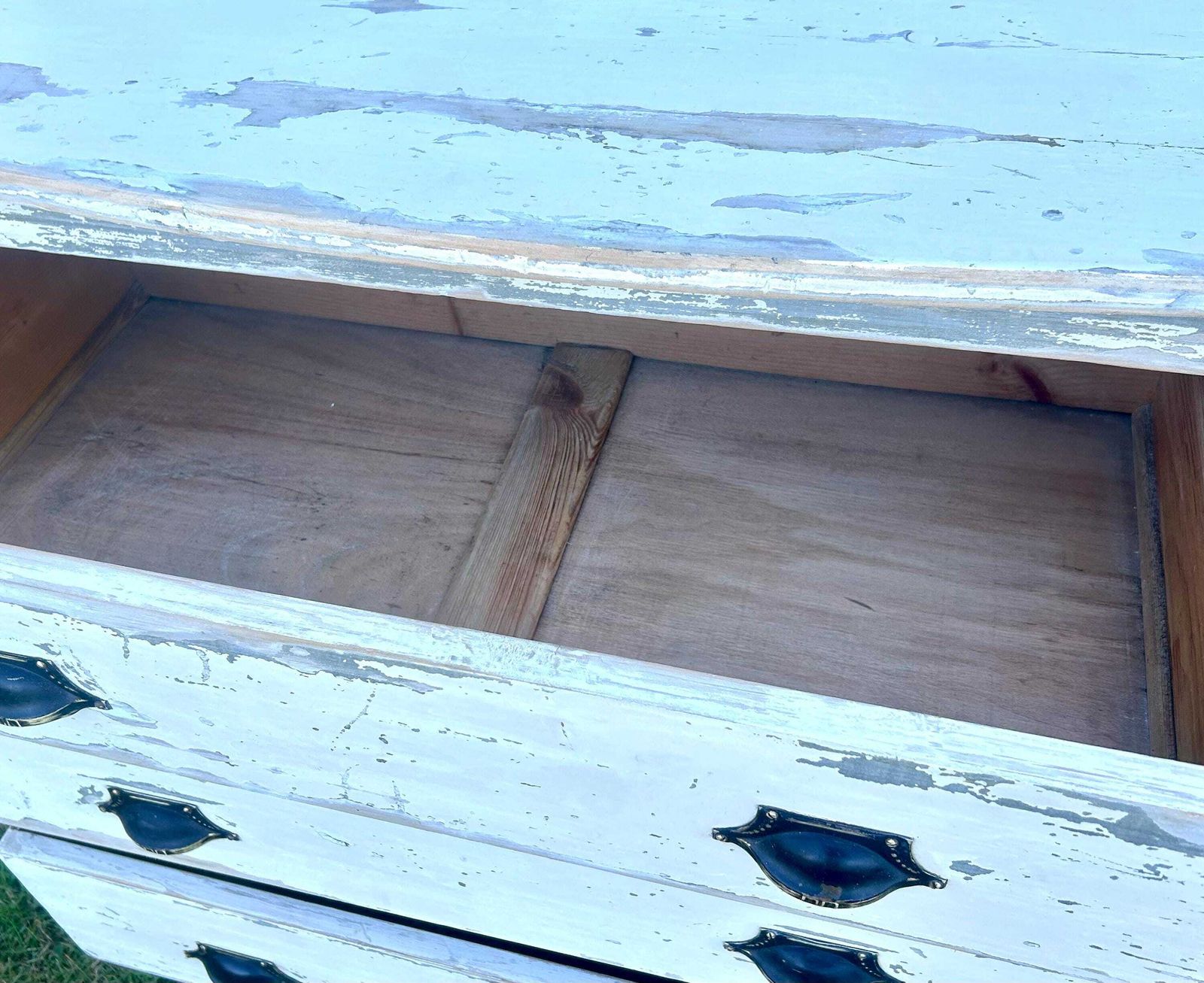 295.0 White Pine Chest Of Drawers Cabinet Cupboard Bedroom Farmhouse Industrial Antique Vintage Haberdashery Storage Shabby Chic Wooden French photo