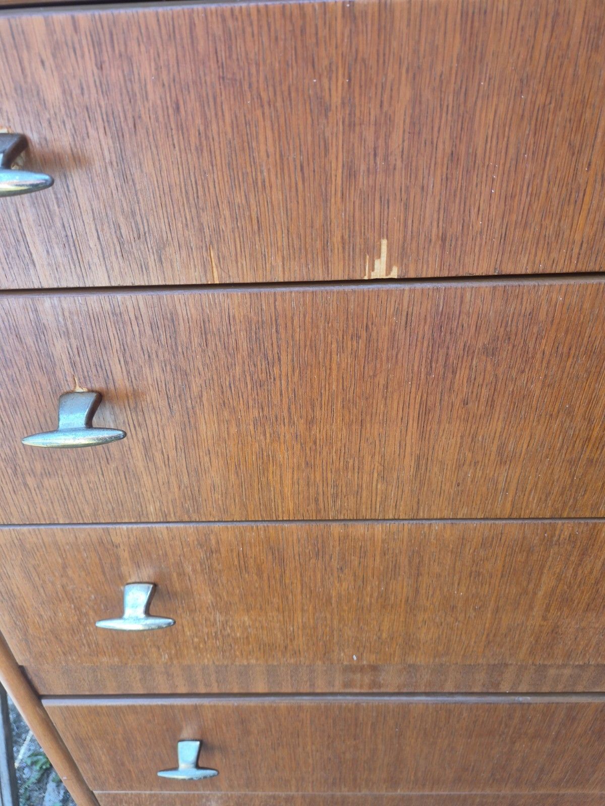 Furniture Vintage Retro Midcentury Light Oak Tallboy Chest Of 6 Drawers By Lebus photo