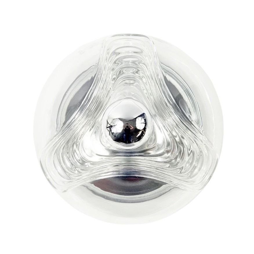 Mid Century Space Age Glass Wave Ceiling Light By Koch & Lowy For Peill & Putzler, Germany, 1970s