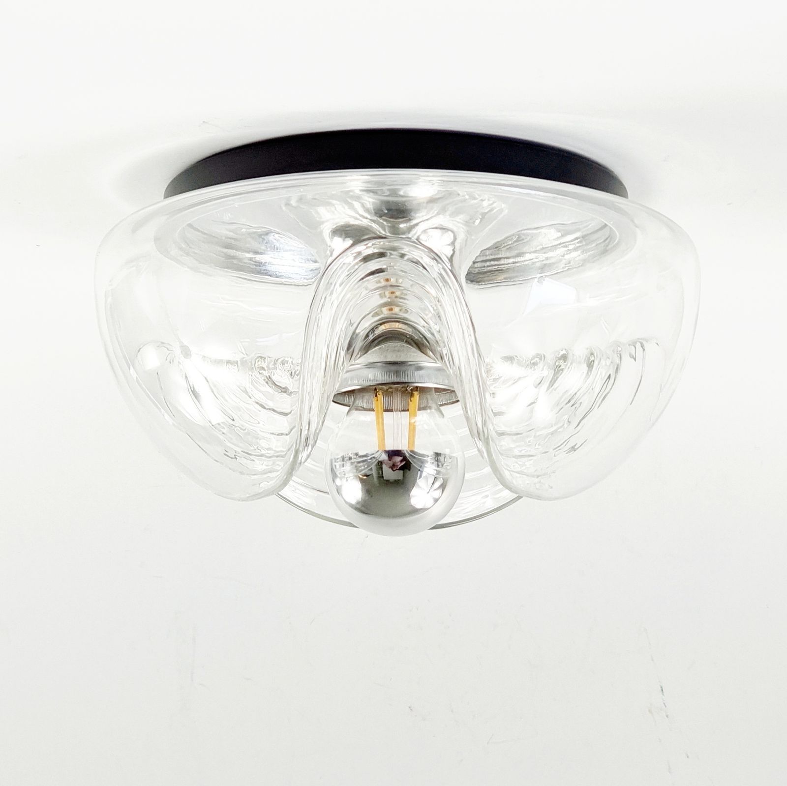 Mid-Century Space Age glazen golfplafondlamp van Koch & Lowy voor Peill & Putzler, Duitsland, jaren 1970 photo for sale