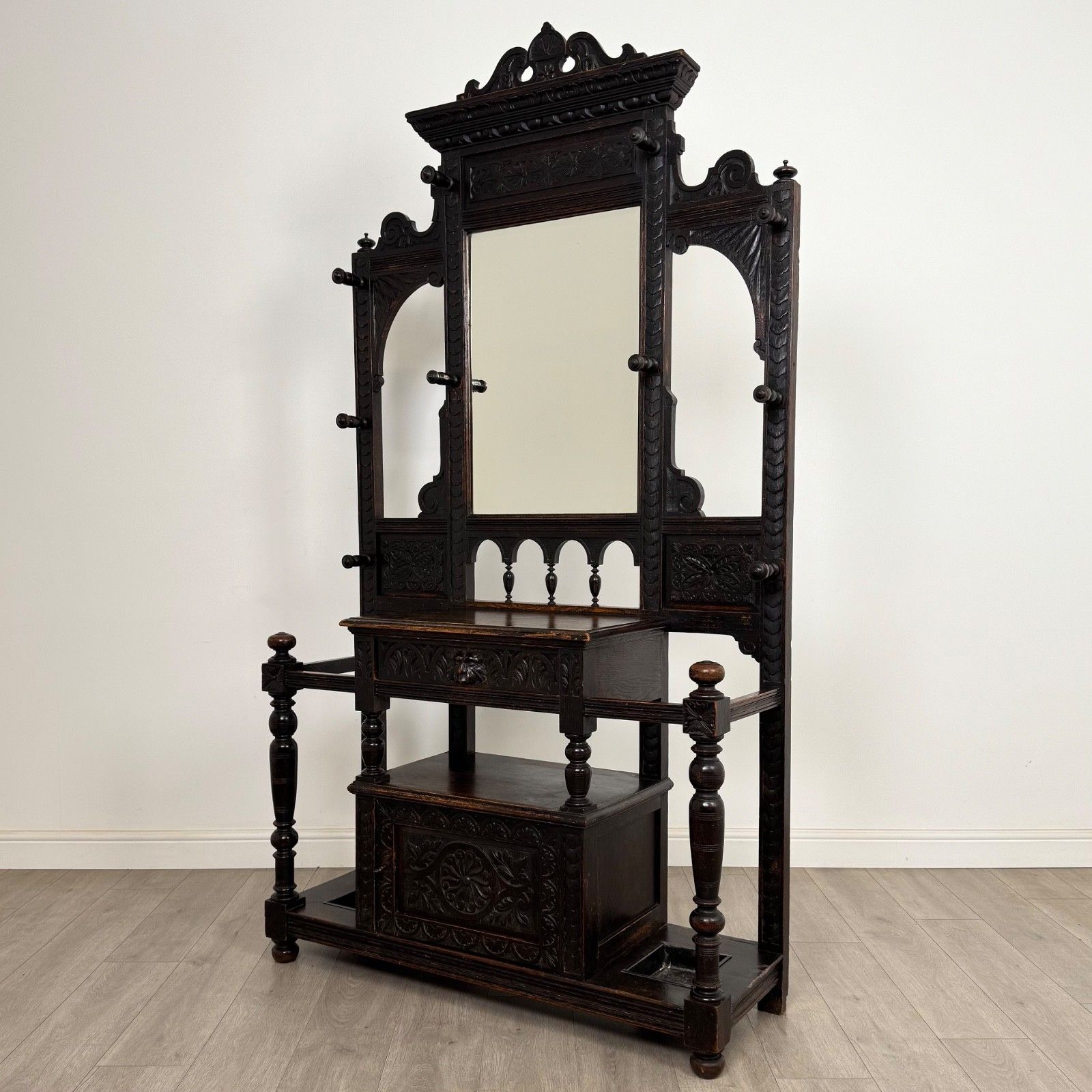 Antique 19th Century Impressive Victorian Hall Stand In Oak ( Af 5704 ) photo for sale