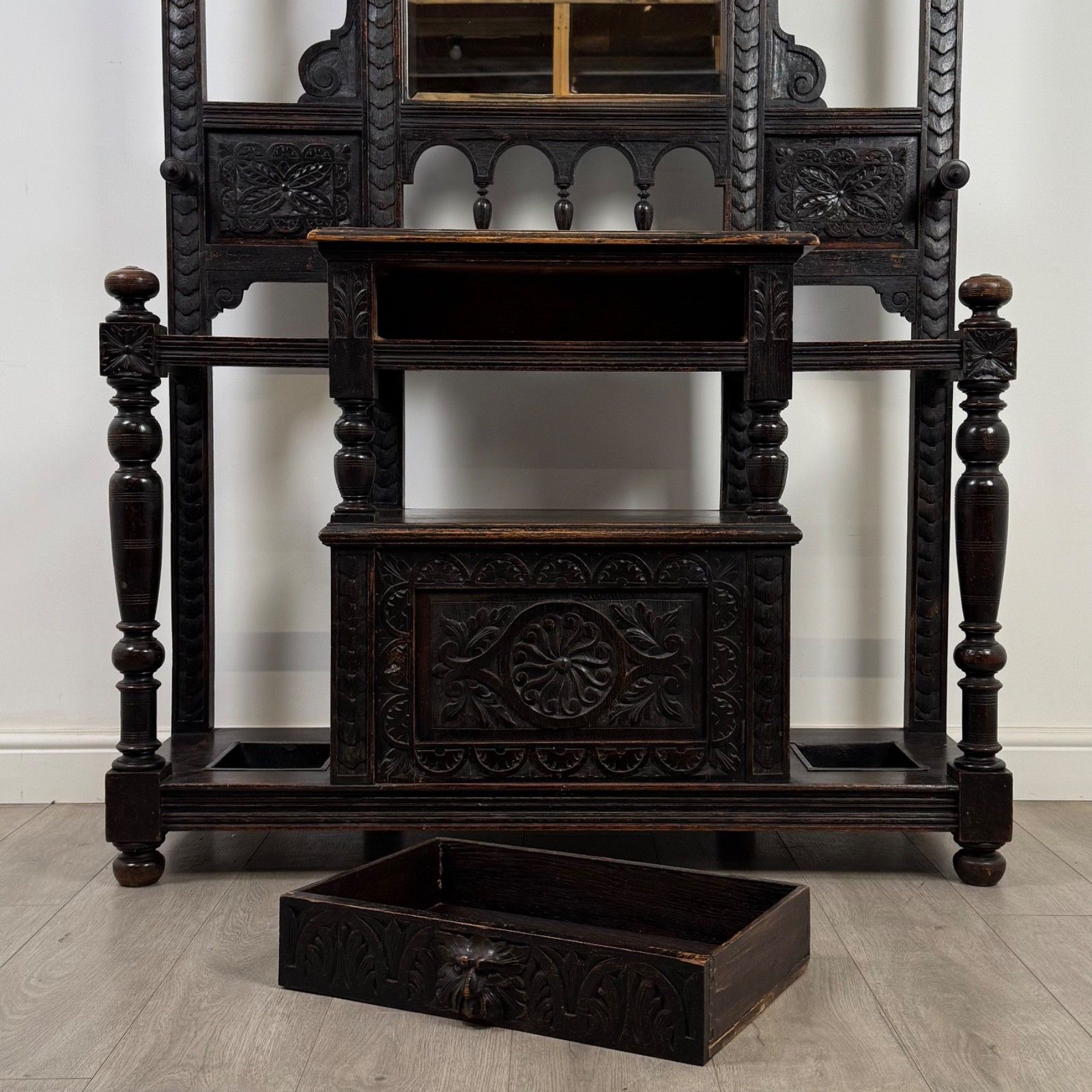 Home Decor Antique 19th Century Impressive Victorian Hall Stand In Oak ( Af 5704 ) photo