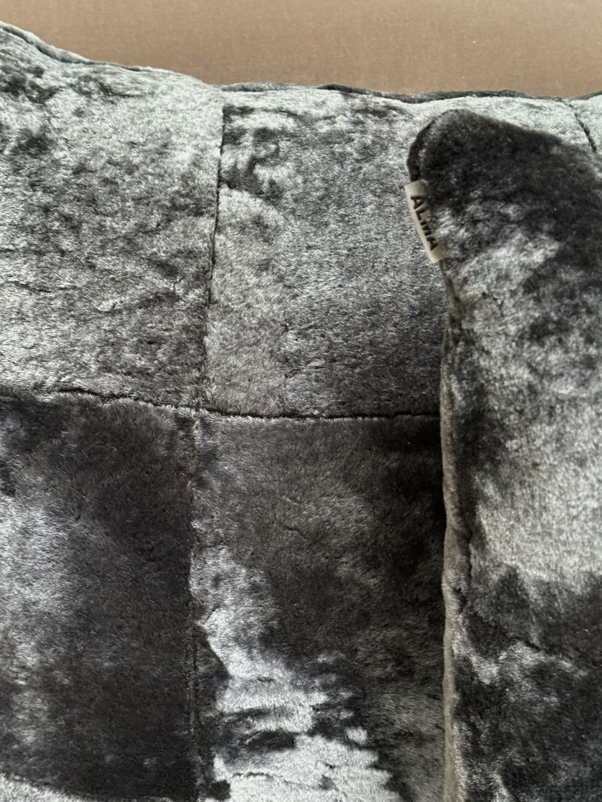 Set Of 3 Black Shearling Cushions By Alma London, Spain, 2010 photo vinterior