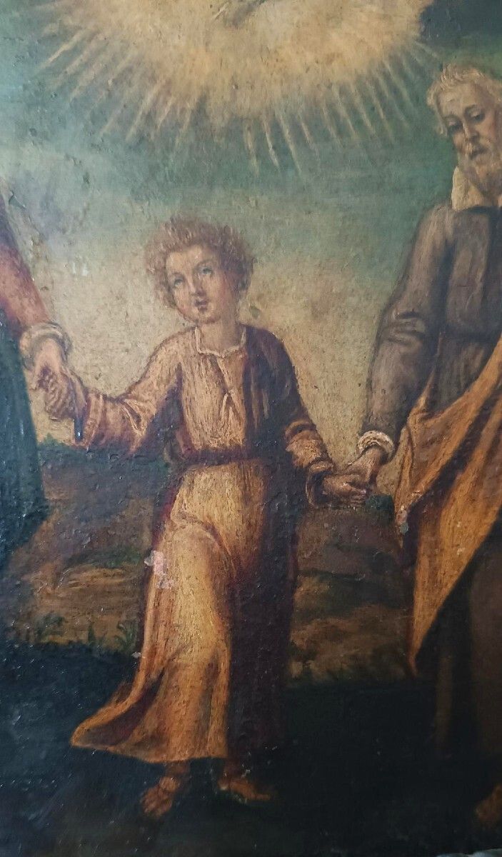 Antique Painting On Copper   Holy Family   18th Century photo buy