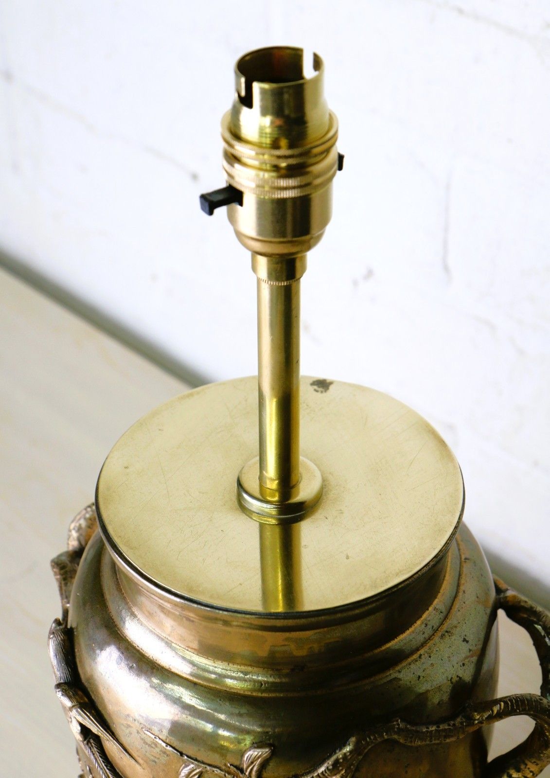 Table Lamp Antique Japanese Lamp Bronzed Brass With High Relief Detailing photo for sale