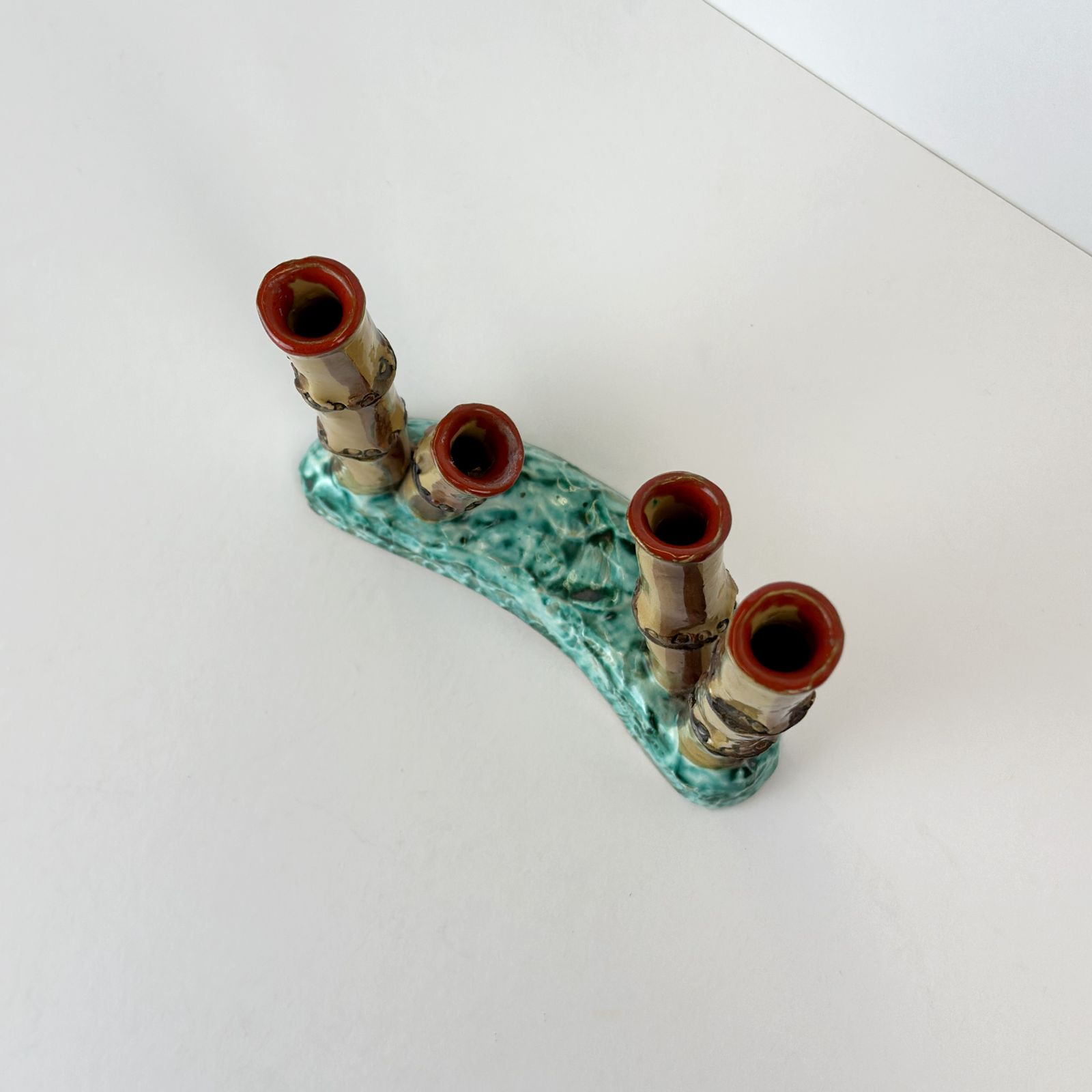 Mid Century Faux Bamboo Ceramic Vase, Italian, 1960s photo for sale