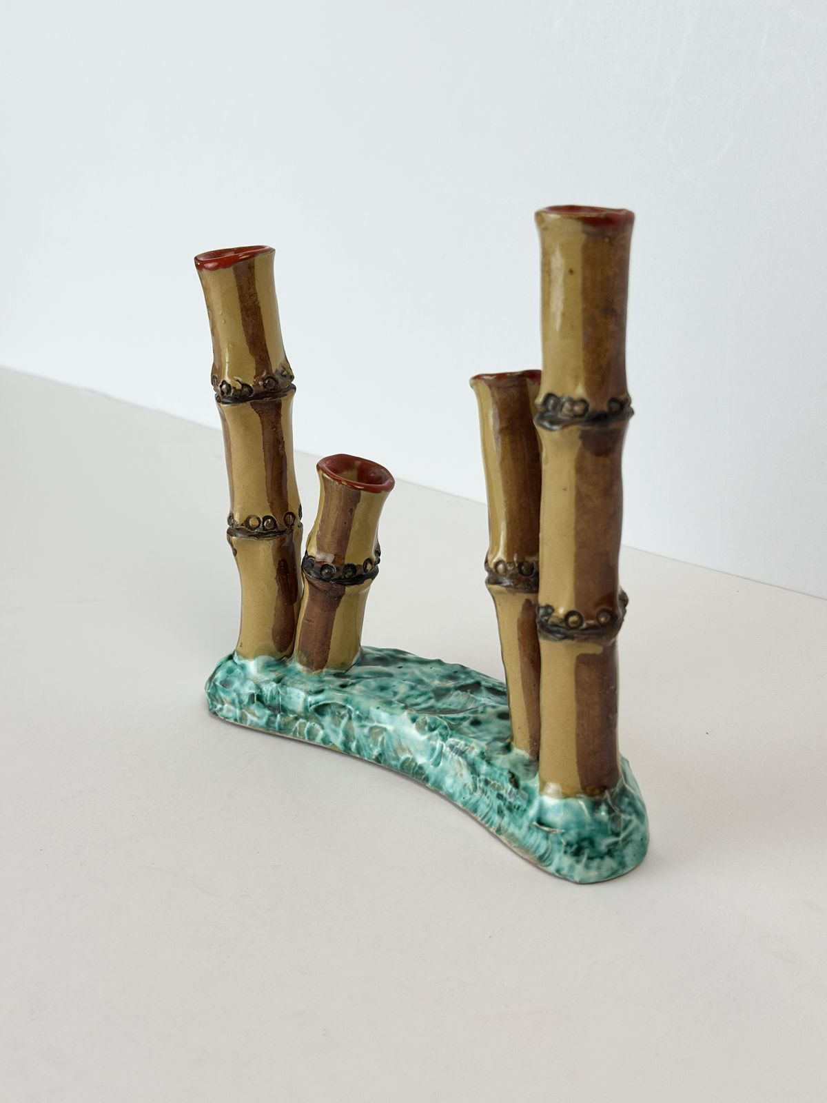 Mid Century Faux Bamboo Ceramic Vase, Italian, 1960s photo vinterior