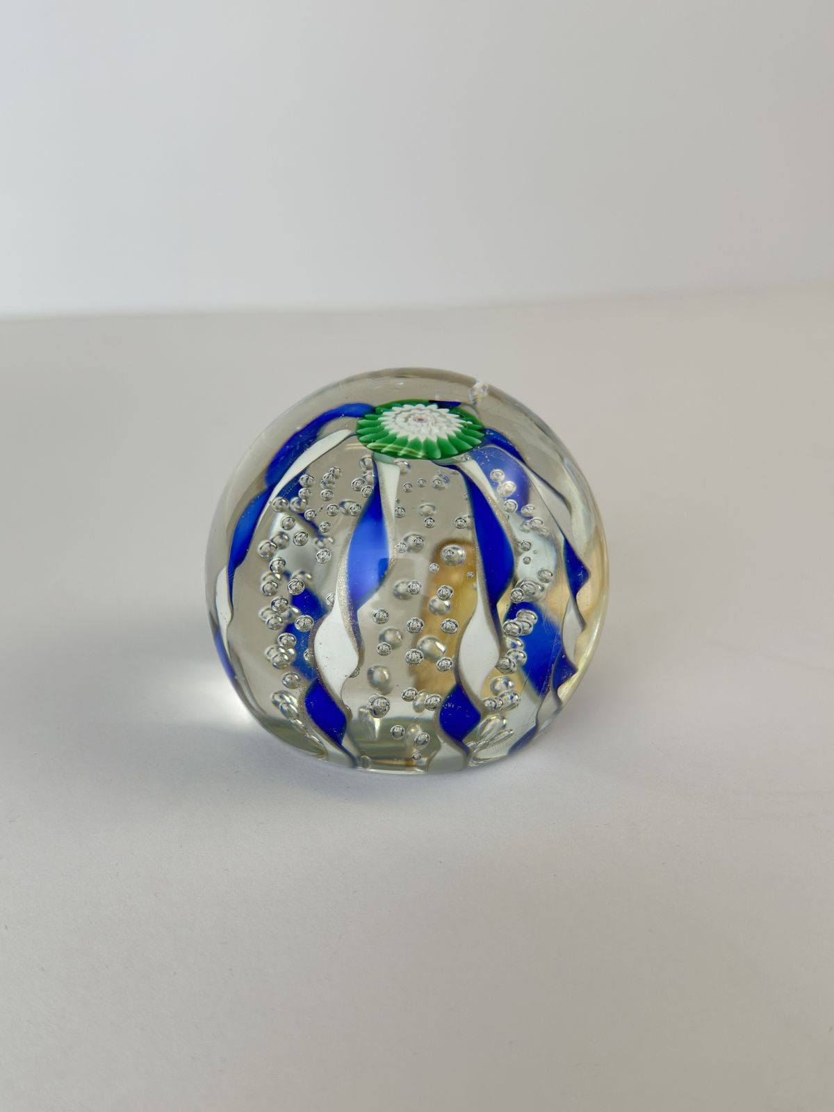 photo furniture Murano Glass Paperweight, Fratelli Toso Bullicante Murrine Sphere, Italian 1960s